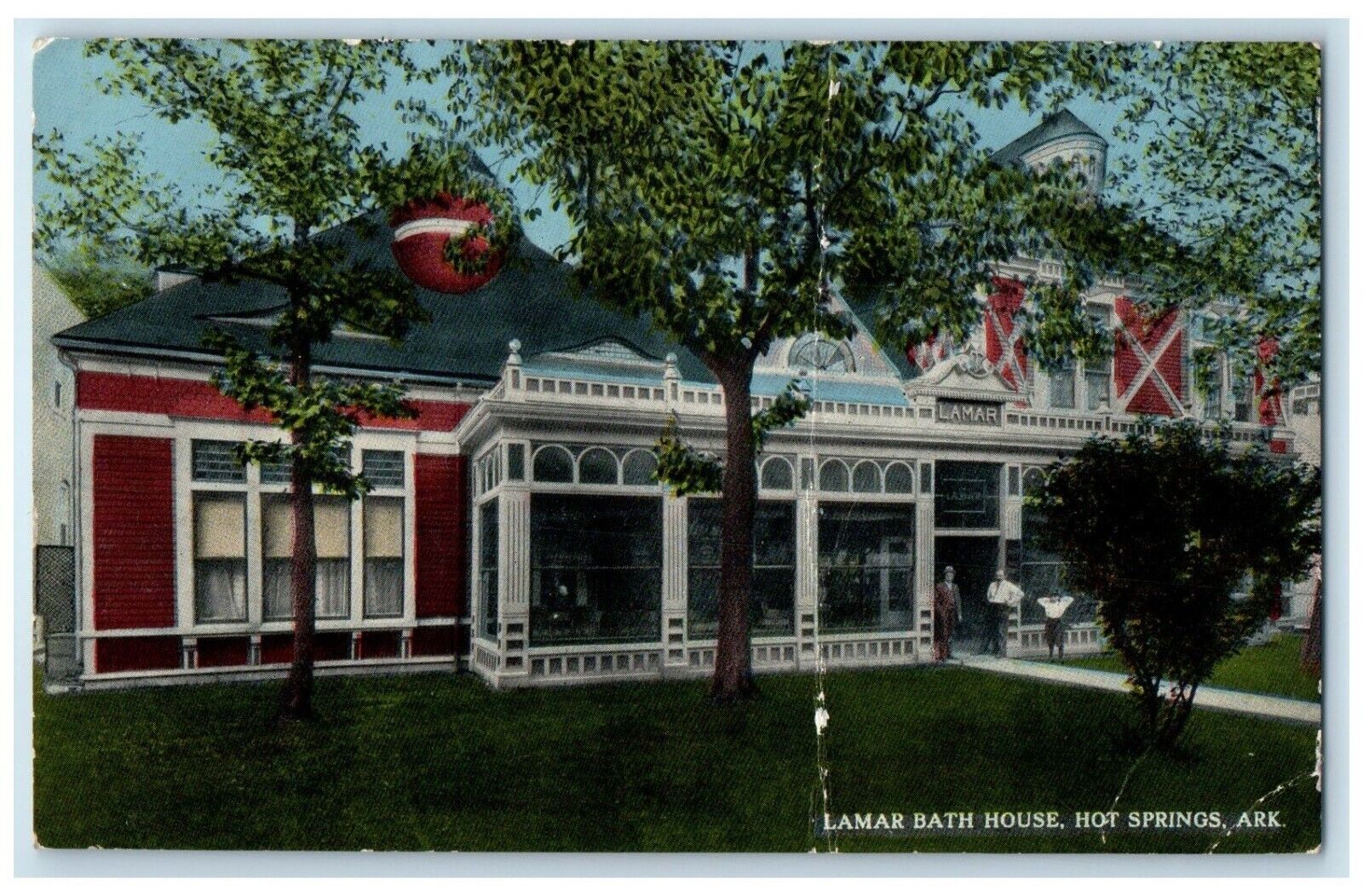 c1910 Lamar Bath House Exterior Hot Springs Arkansas AR Vintage Antique Postcard