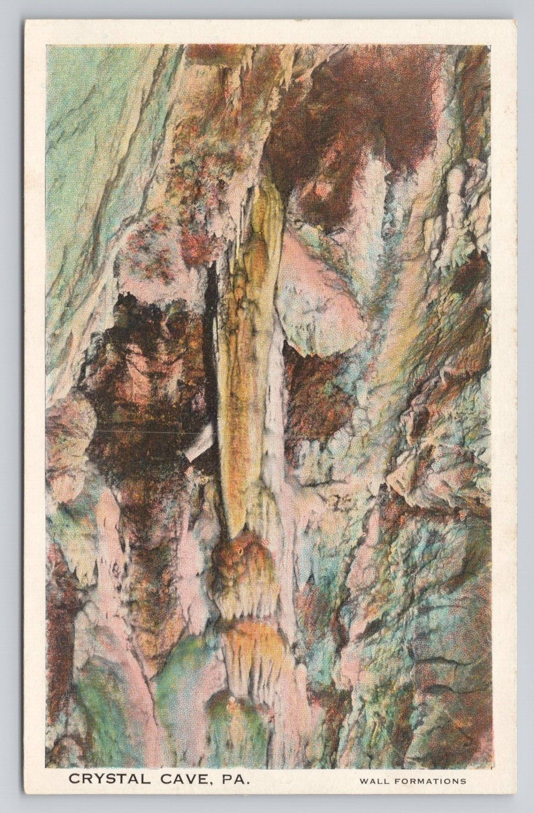 Postcard Crystal Cave Pennsylvania Wall Formations c1920