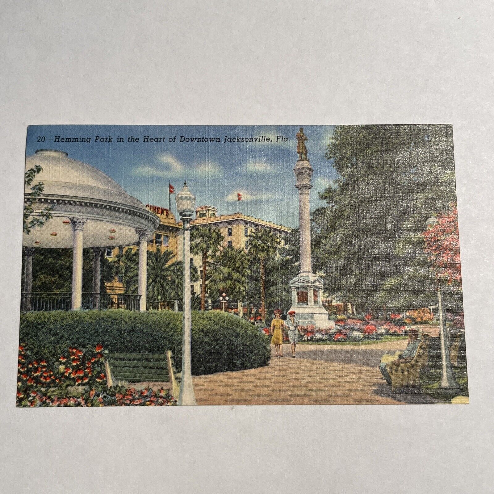 Jacksonville FL-Florida, Downtown Hemming Park, Antique, Vintage Postcard