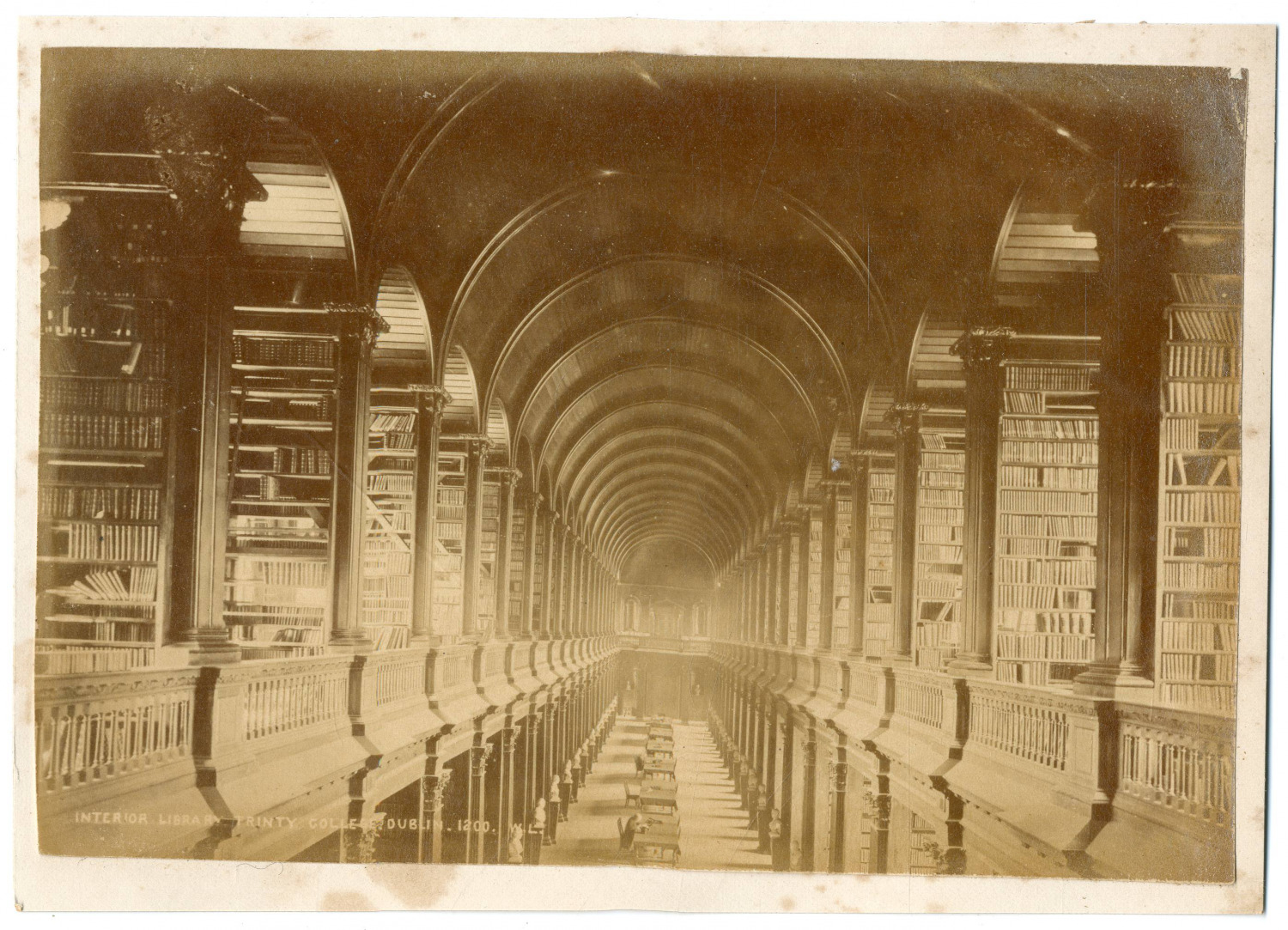 Ireland, Dublin, Trinity College, Interior Library Vintage Albumen Print, Shooting