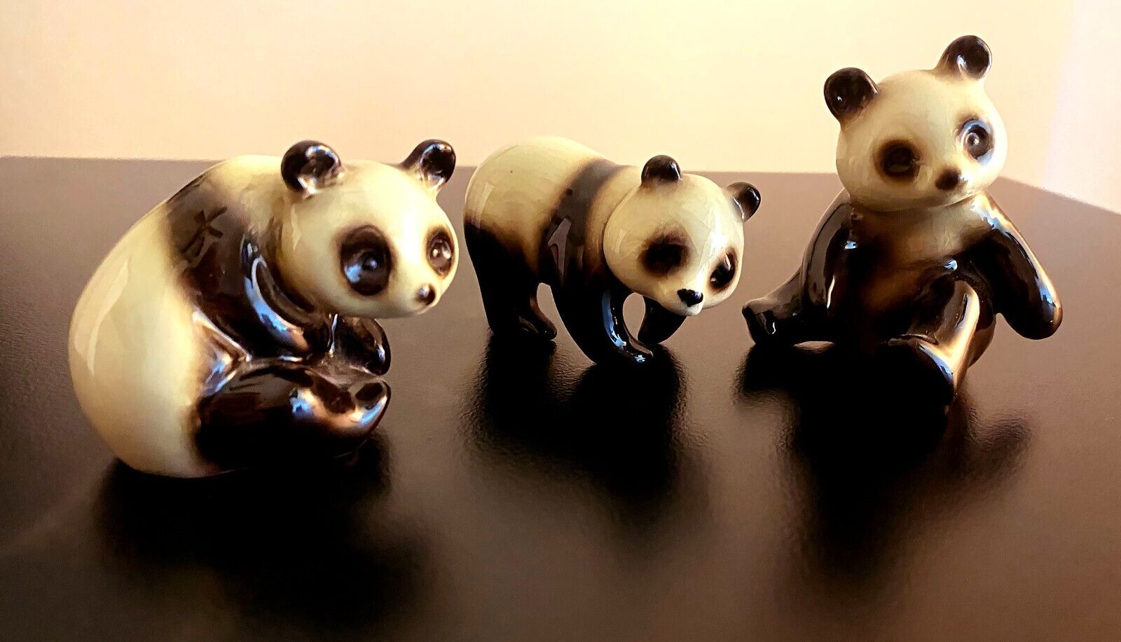 Set of 3 Vintage Goebel Germany Panda Bears Figurines Collectable