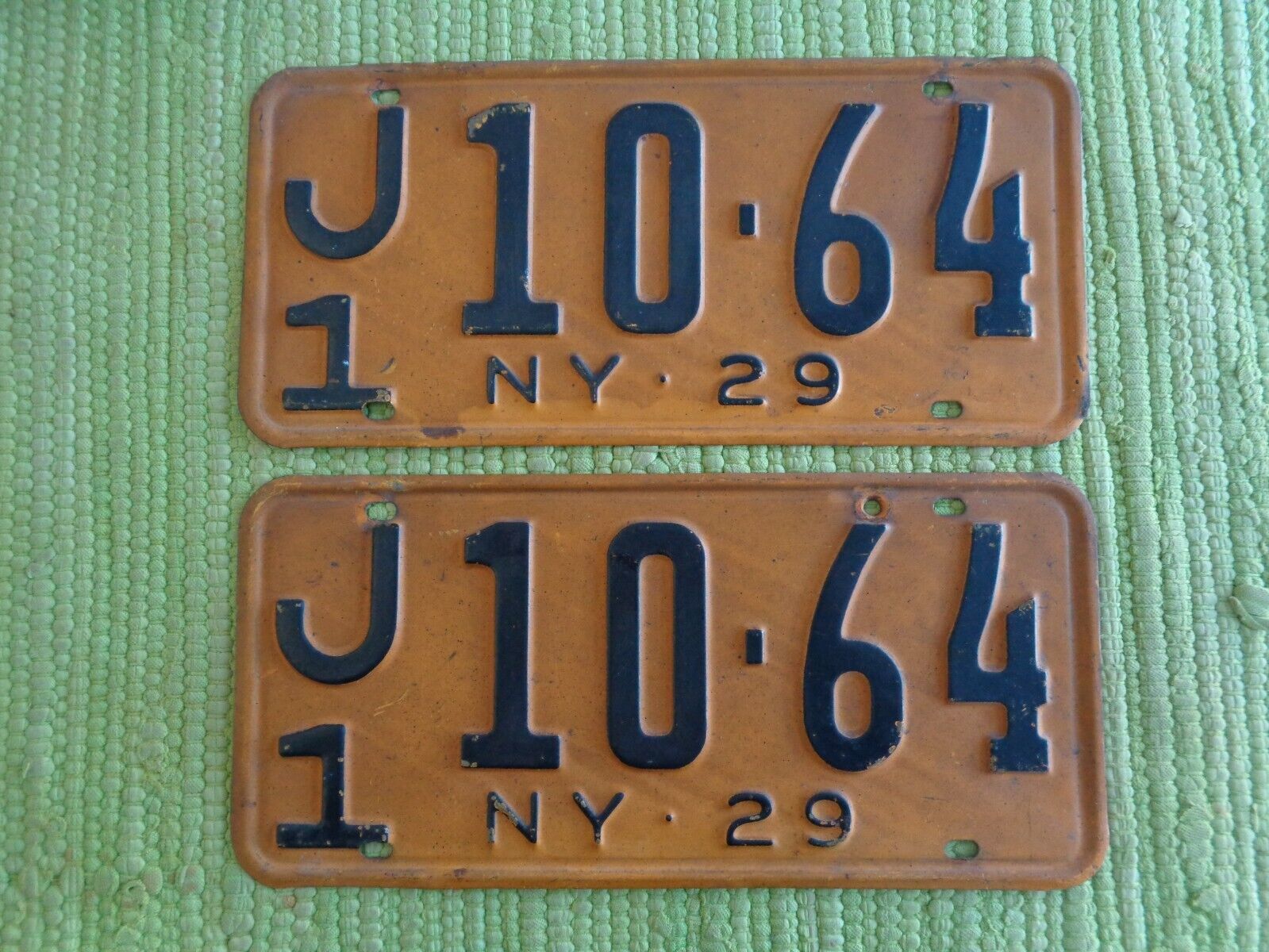 1929 New York License Plate PAIR 29 NY Tag Plates J1 10-64