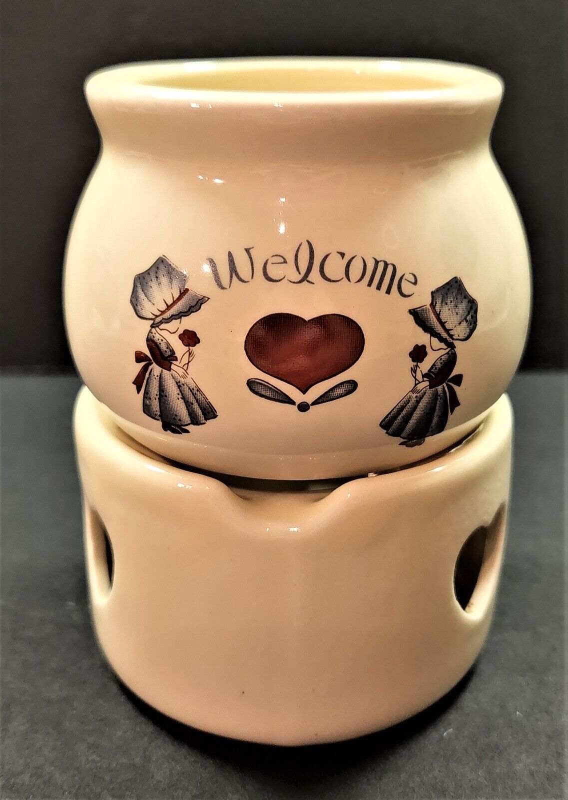 Vintage 1988 Welcome Country Girl Tea Light Candle Holder Wax Warmer
