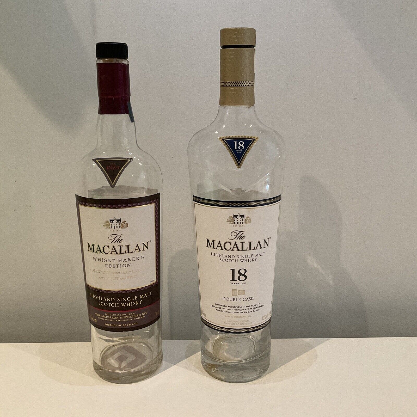 Macallan Whiskey Makers Edition, MacAllan 18Highland Single Malt (Empty Bottles)