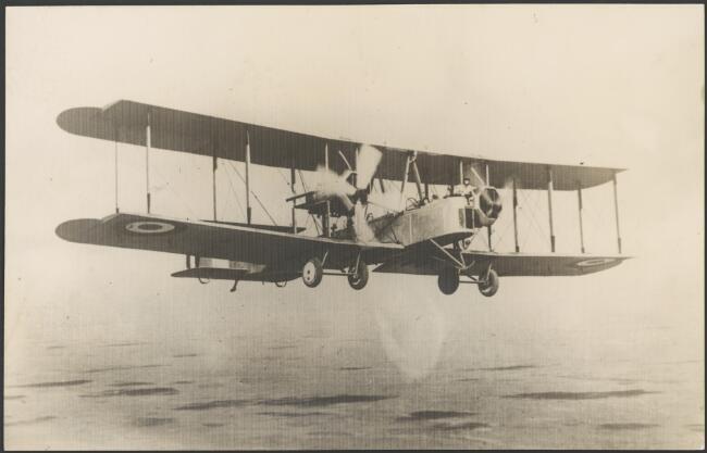 Vickers Vimy biplane bomber in flight piloted by John 1919 AVIATION OLD PHOTO