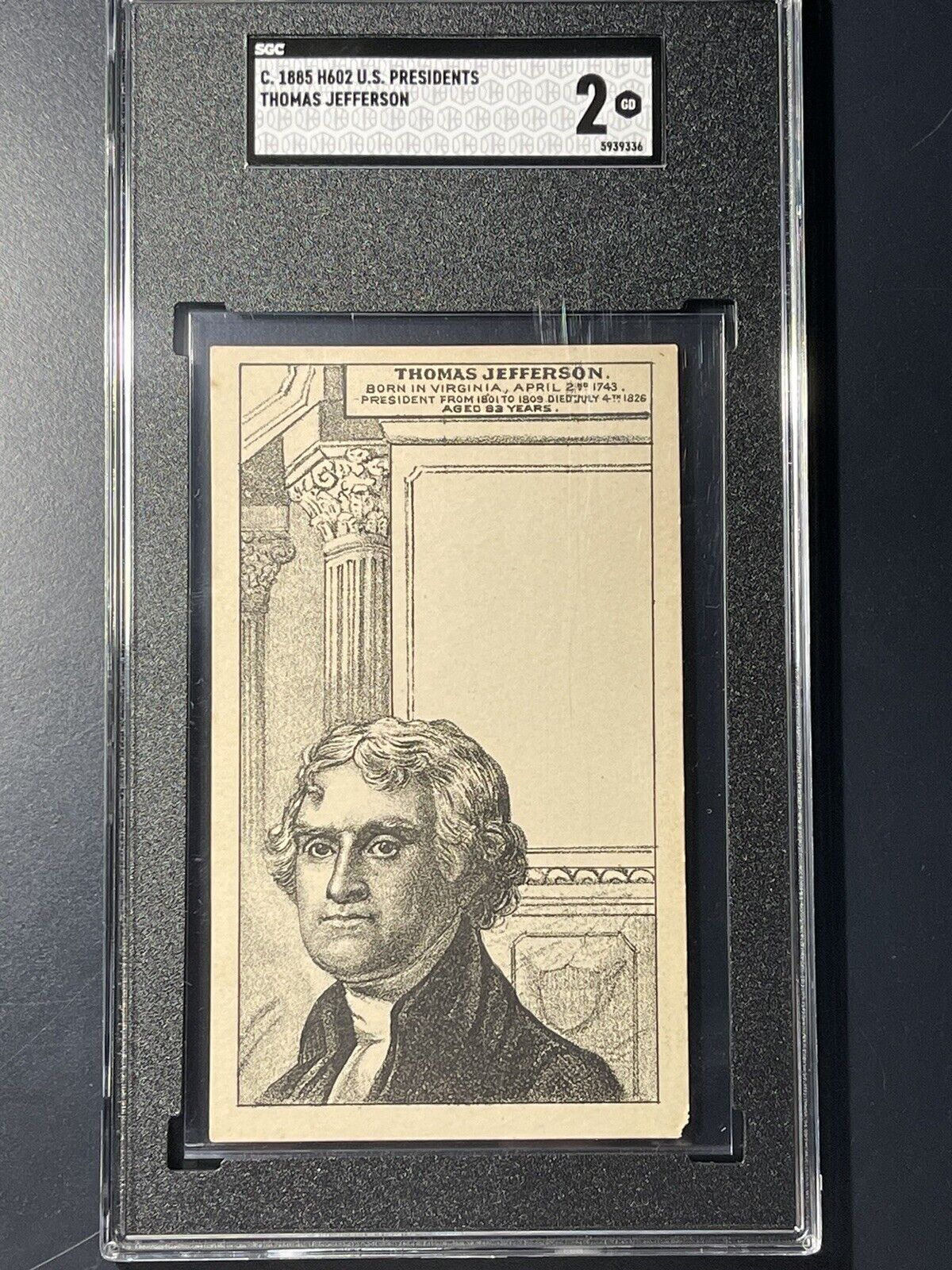 1880s HD2a, President Thomas Jefferson, ￼SGC 2 - Blank Back