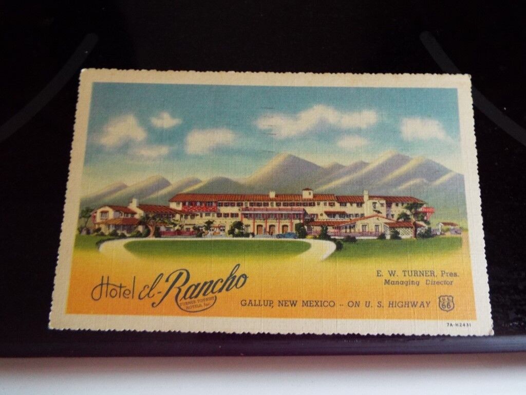 1938 Hotel El Rancho Turner Tourist Hotels Gallup NM US 66 Vintage Postcard k
