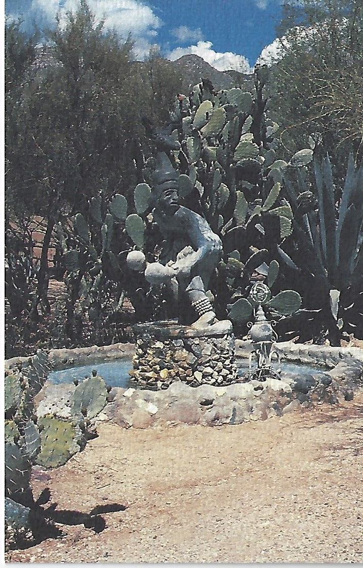 Postcard AZ Yaqui Deer Dancer Located On Patio In The Gallery In The Sun Cactus