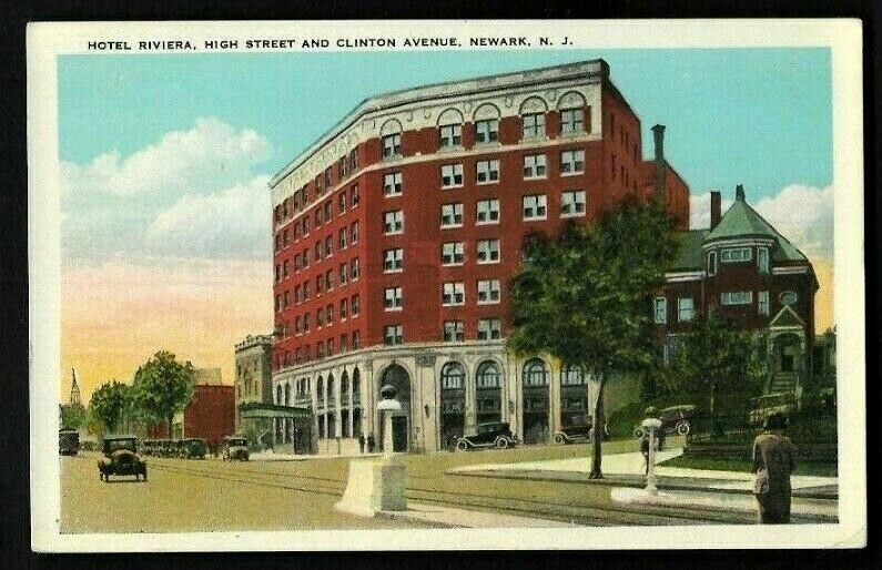 HOTEL RIVIERA, NEWARK, NEW JERSEY, NJ HIGH STREET & CLINTON AVE. Postcard PC