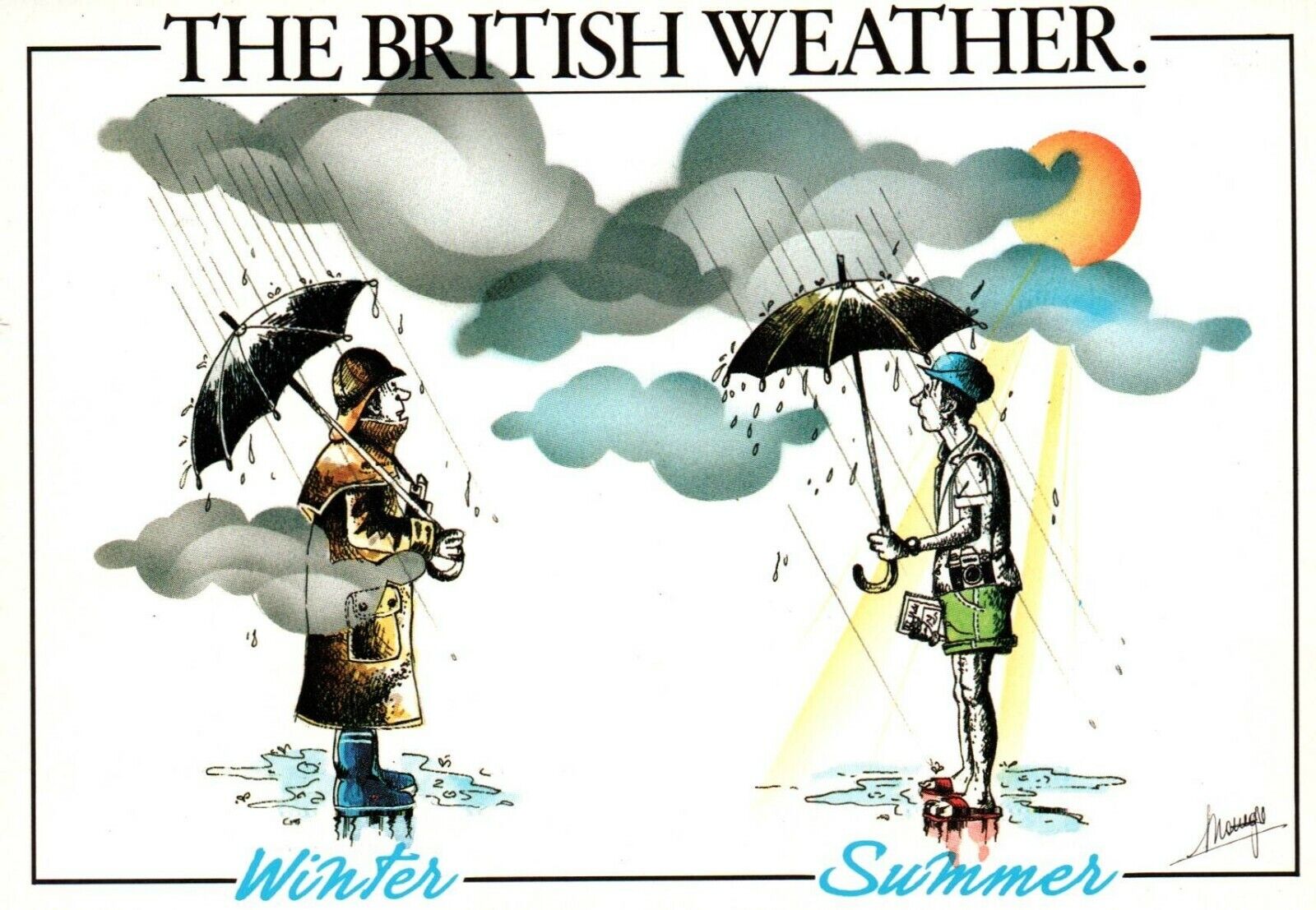 Postcard The British Weather Winter Summer London