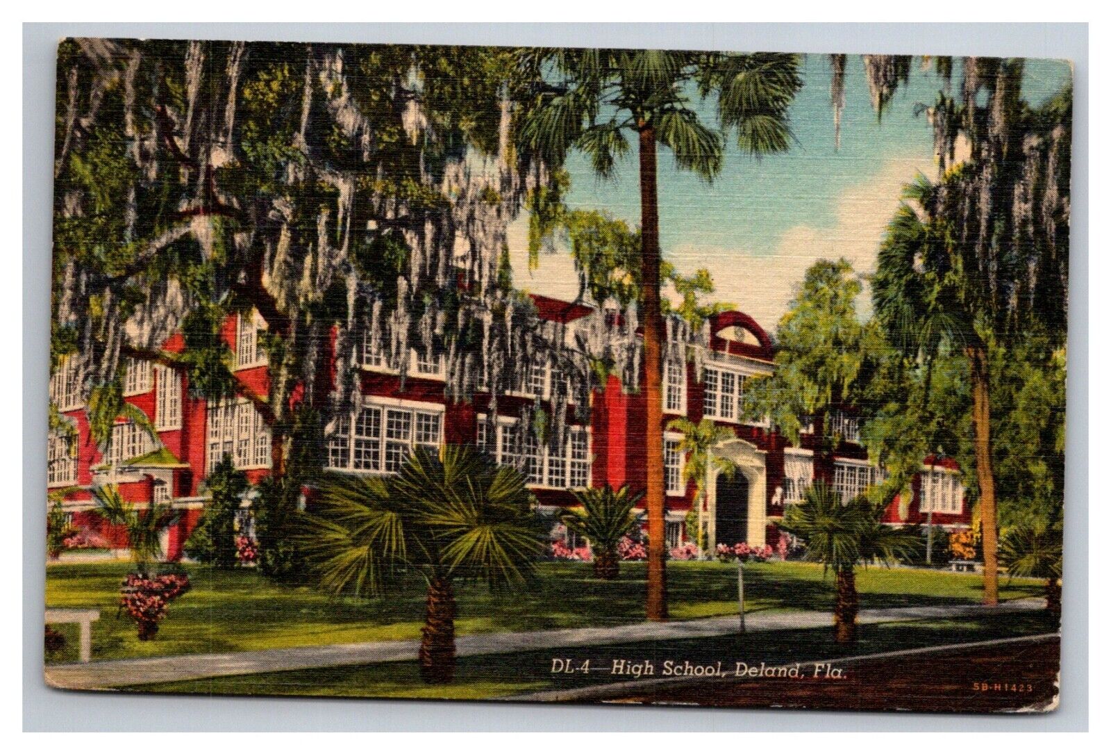 Postcard Deland Florida High School Building