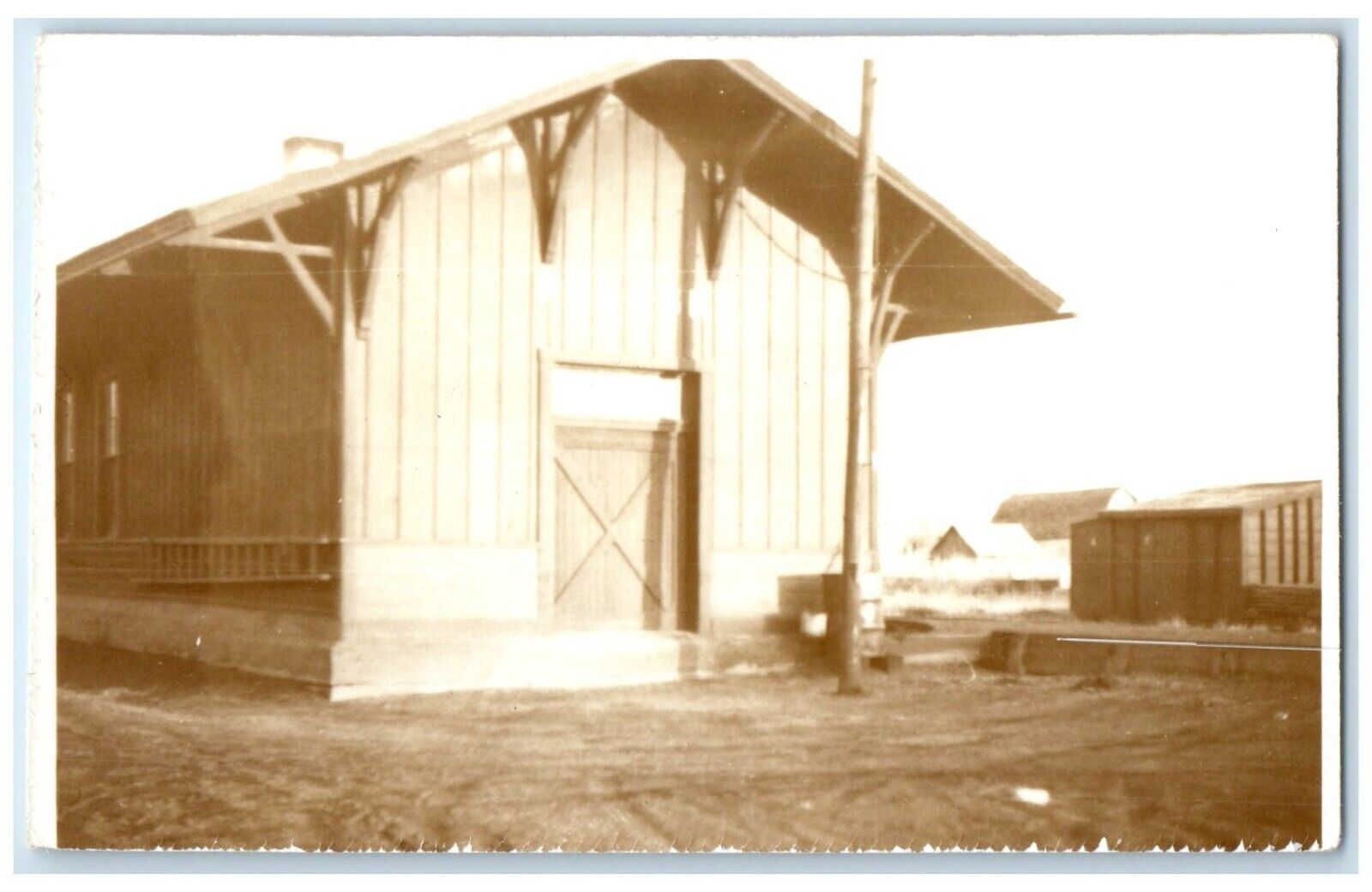 c1960's Unknown Iowa IA Railroad Vintage Train Depot Station RPPC Photo Postcard