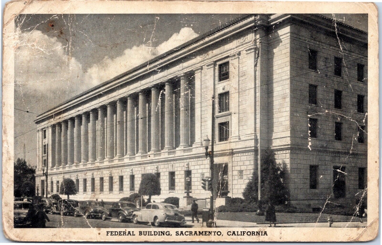 Sacremento CA Federal Building - Post Office 1940 cars - Red Cross slogan cancel