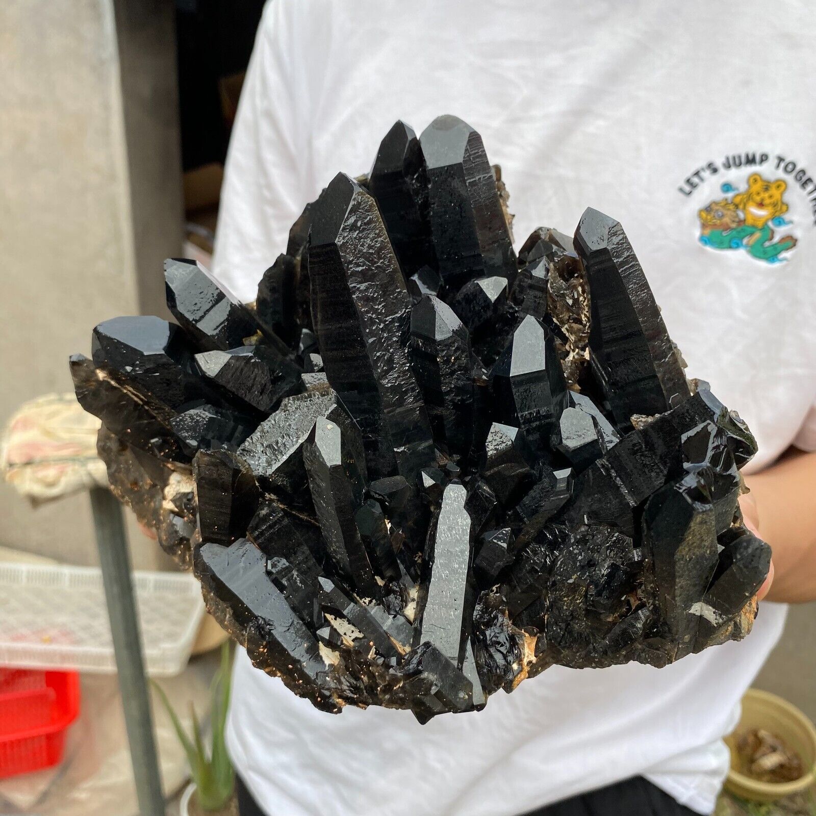 8.4lb Large Natural Black Smoky Quartz Crystal Cluster Rough Mineral Specimen