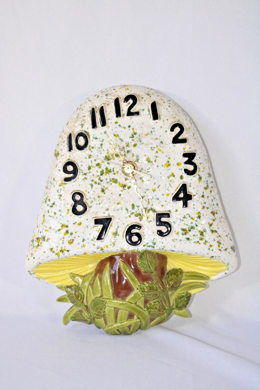 Vintage 1970\'s Homemade Ceramic Mushroom Clock - Working
