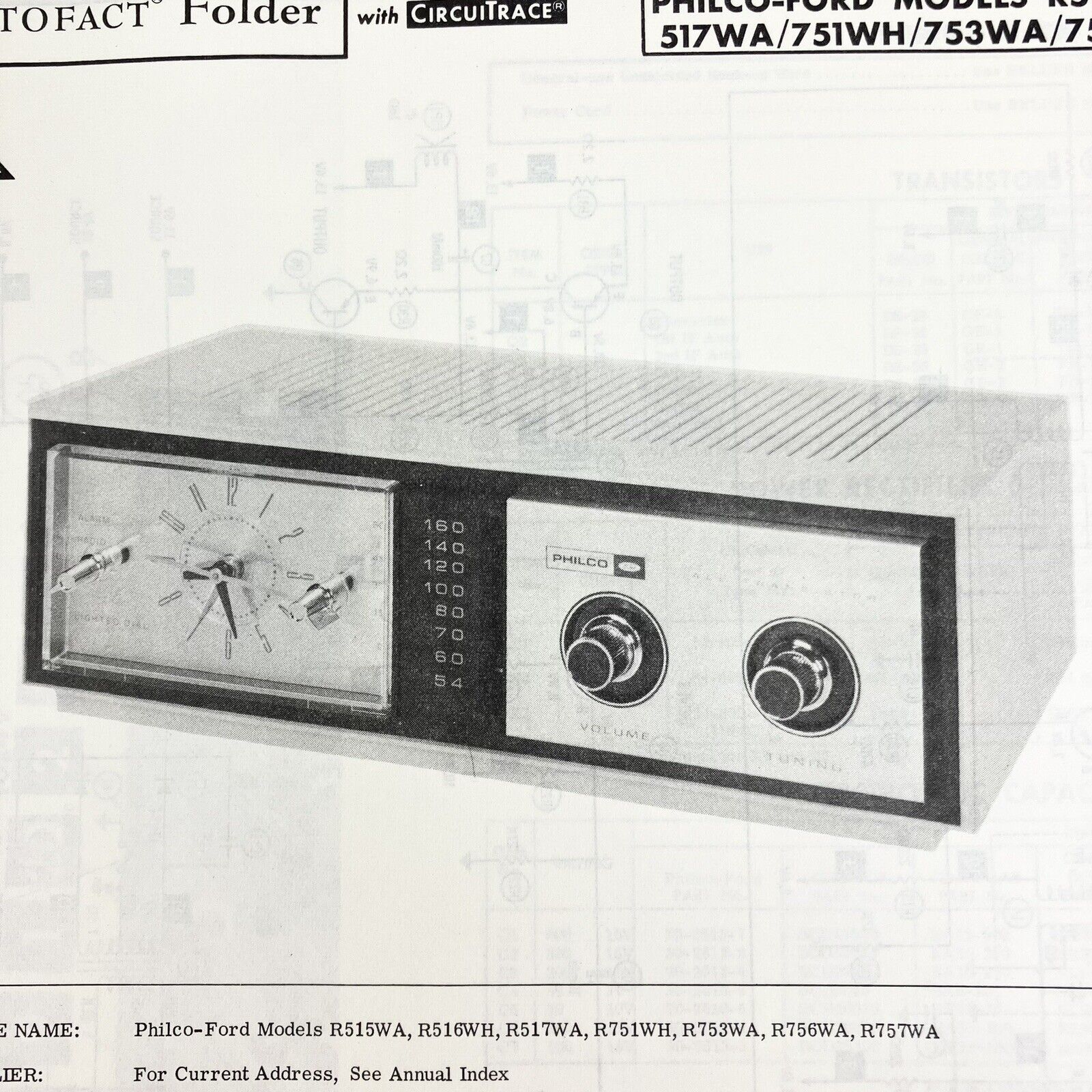 1968 Philco Clock Radio R515WA 516WH 517WA 751WH Wire Schematic Service Manual