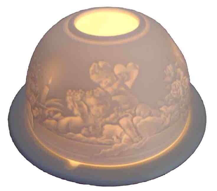 Porcelaines Bernardaud Limoges Fairy Lamp Lithopane Cupid Heart Love Tea Candle