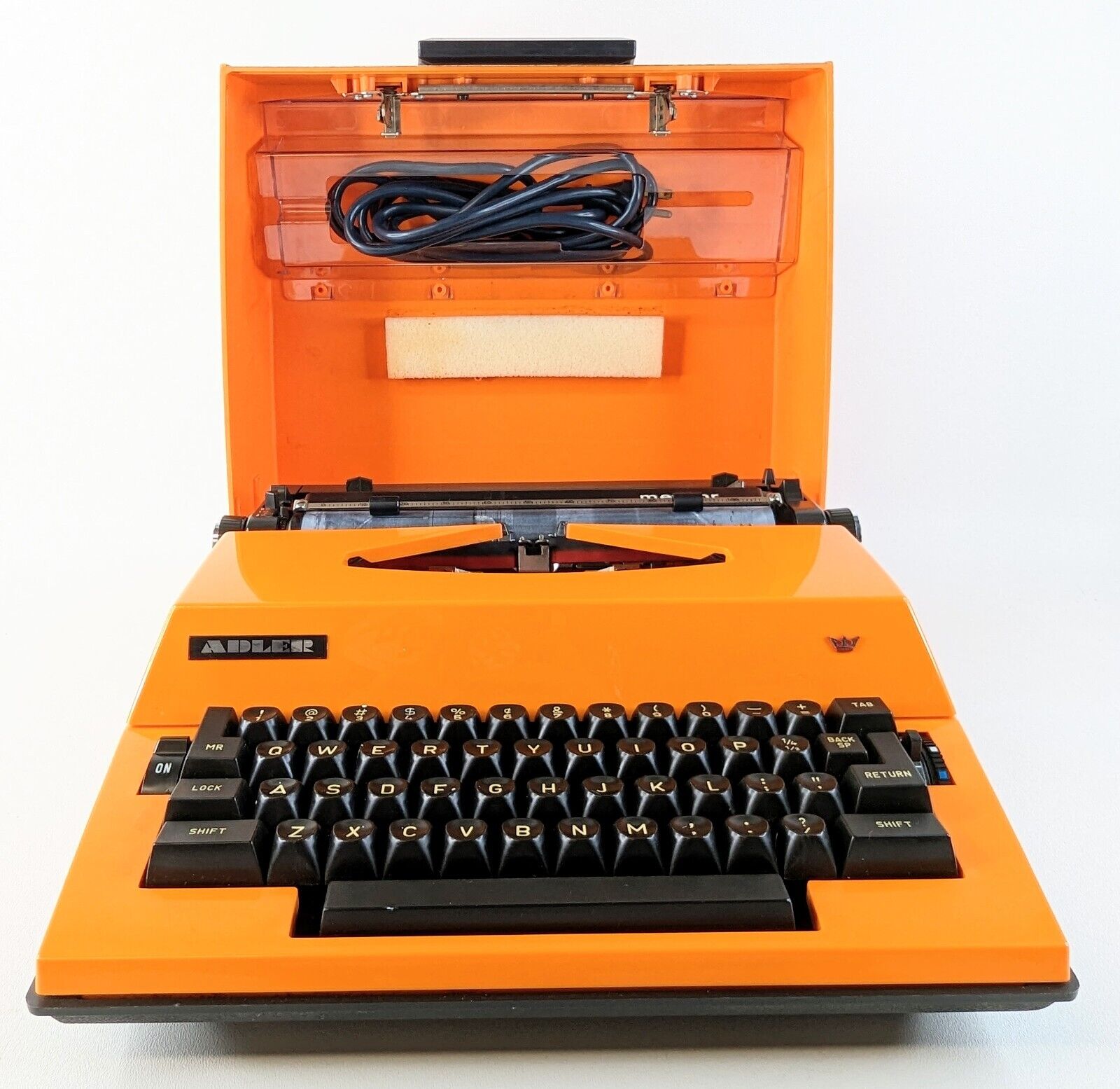 Adler Meteor German Made Electric Typewriter Orange w/Case Works Vintage 1970s