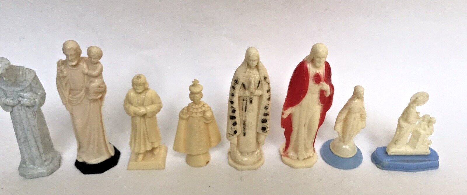 8 Sm Plastic Catholic Religious Statues Figures Saints Virgin Mary Sacred Heart