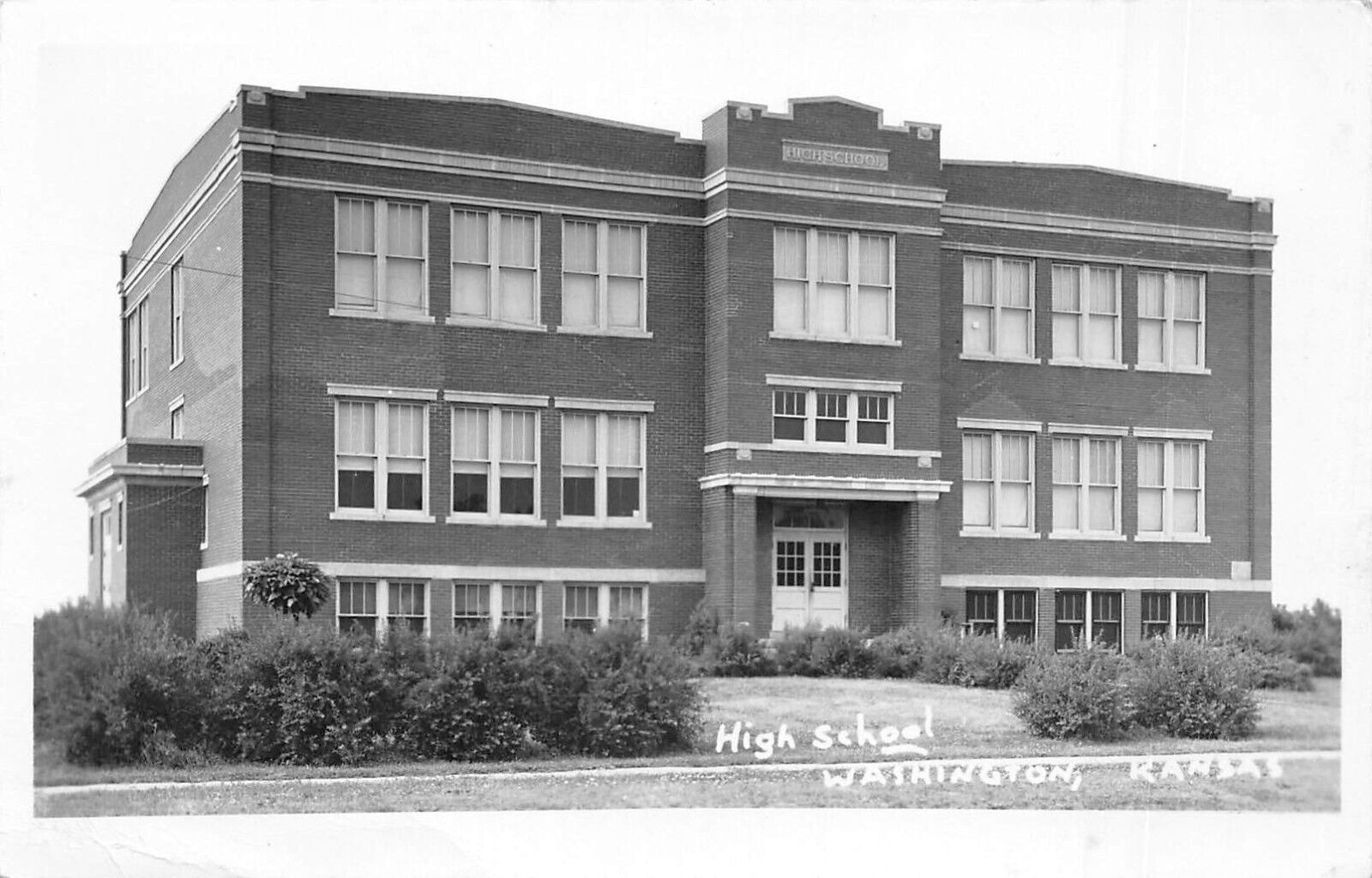 RPPC Washington Kansas High School Photo Postcard
