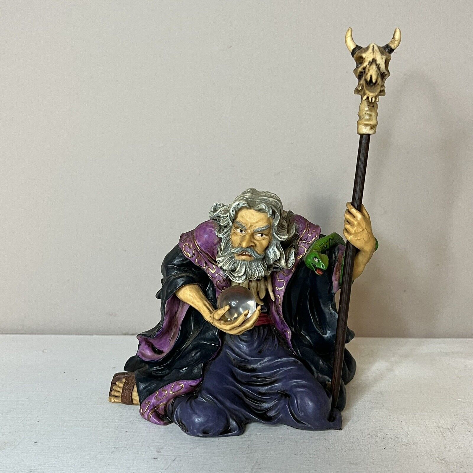 Angry Wizard With Skull Staff Summit Collection Resin Ornament Statue Fantasy