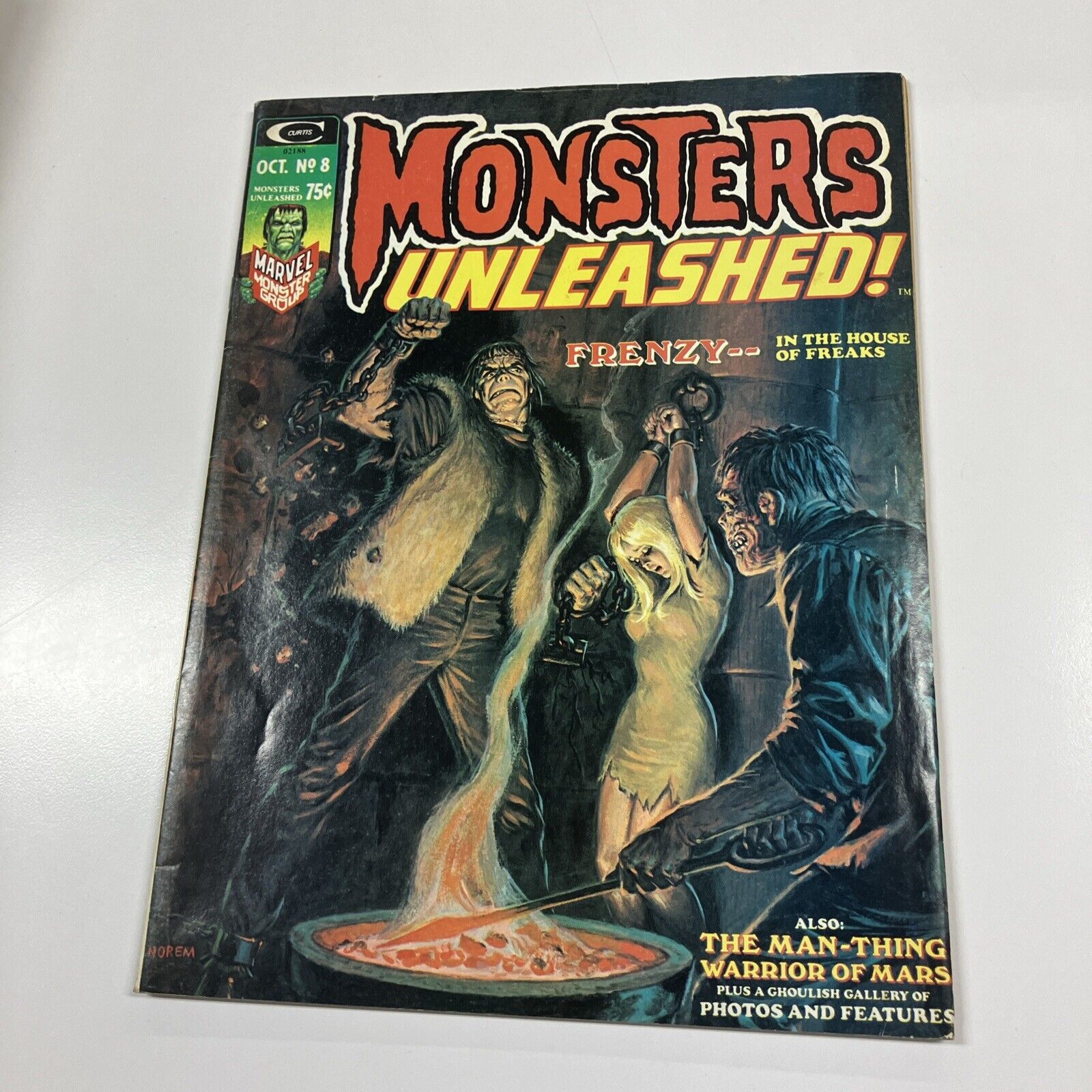 MONSTERS UNLEASHED #8 VF- MAGAZINE WEREWOLF Manthing, Frankenstein 1974 Marvel