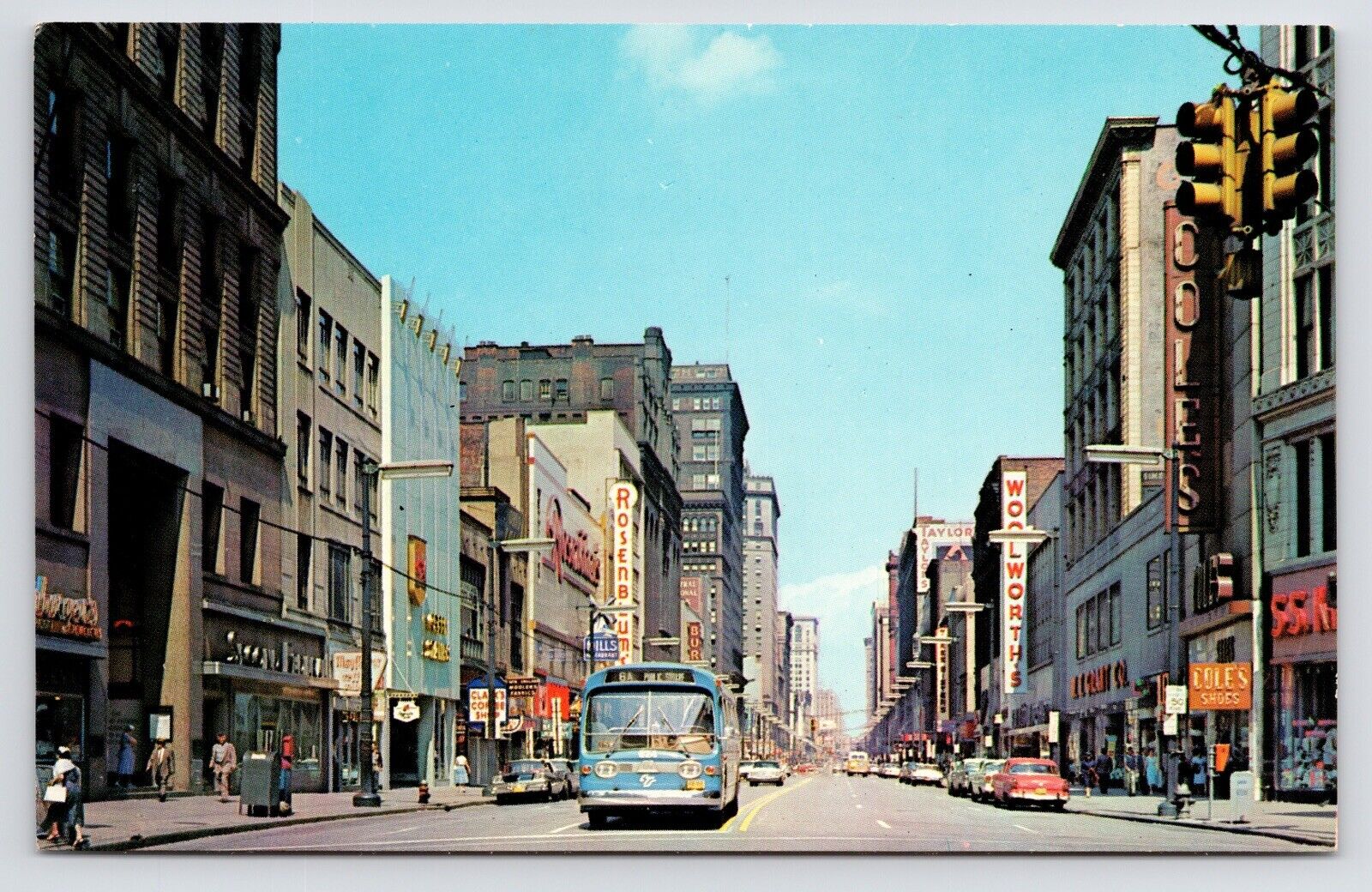 1960s Public Square Euclid Ave Day Traffic Cleveland Ohio OH VTG Postcard