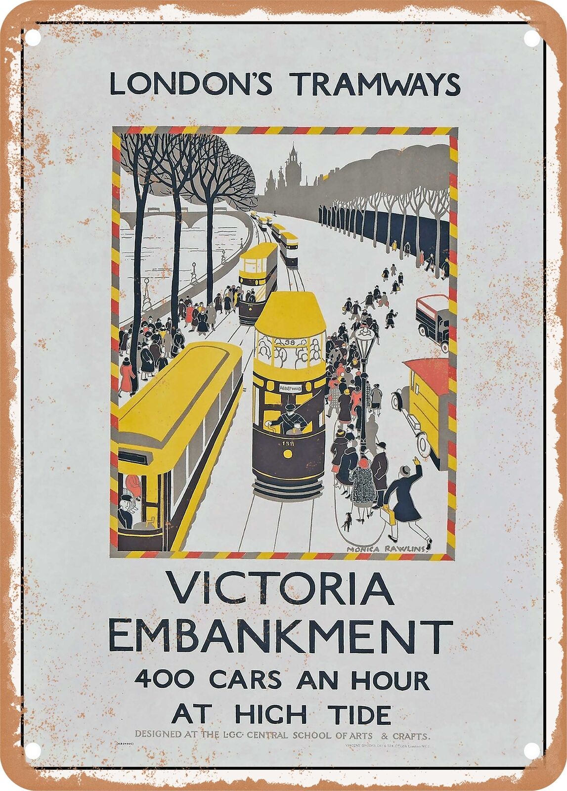 METAL SIGN - 1926 London\'s Tramways Victoria Embankment Vintage Ad