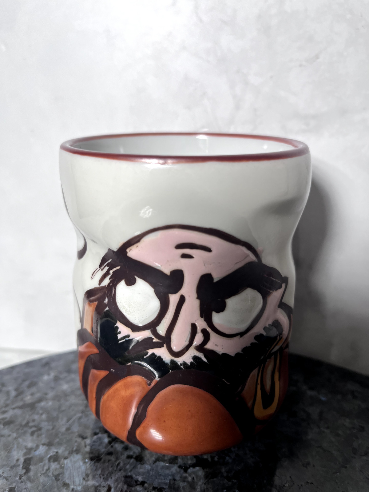 HANDMADE Japanese Pottery Sushi Yunomi Chawan Tea Cup Daruma Lucky God Face Art