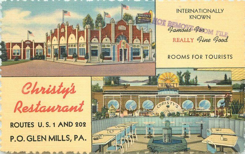 Christy\'s International Hotel Restaurant Glenn Mills Pennsylvania 1930s 3396