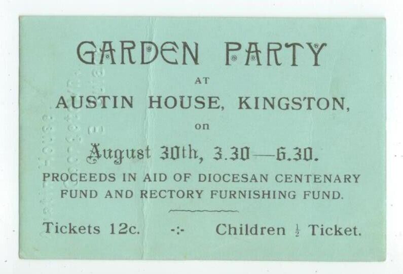 c1940 British Guiana Austin House, Kingston Garden Party ticket - Georgetown