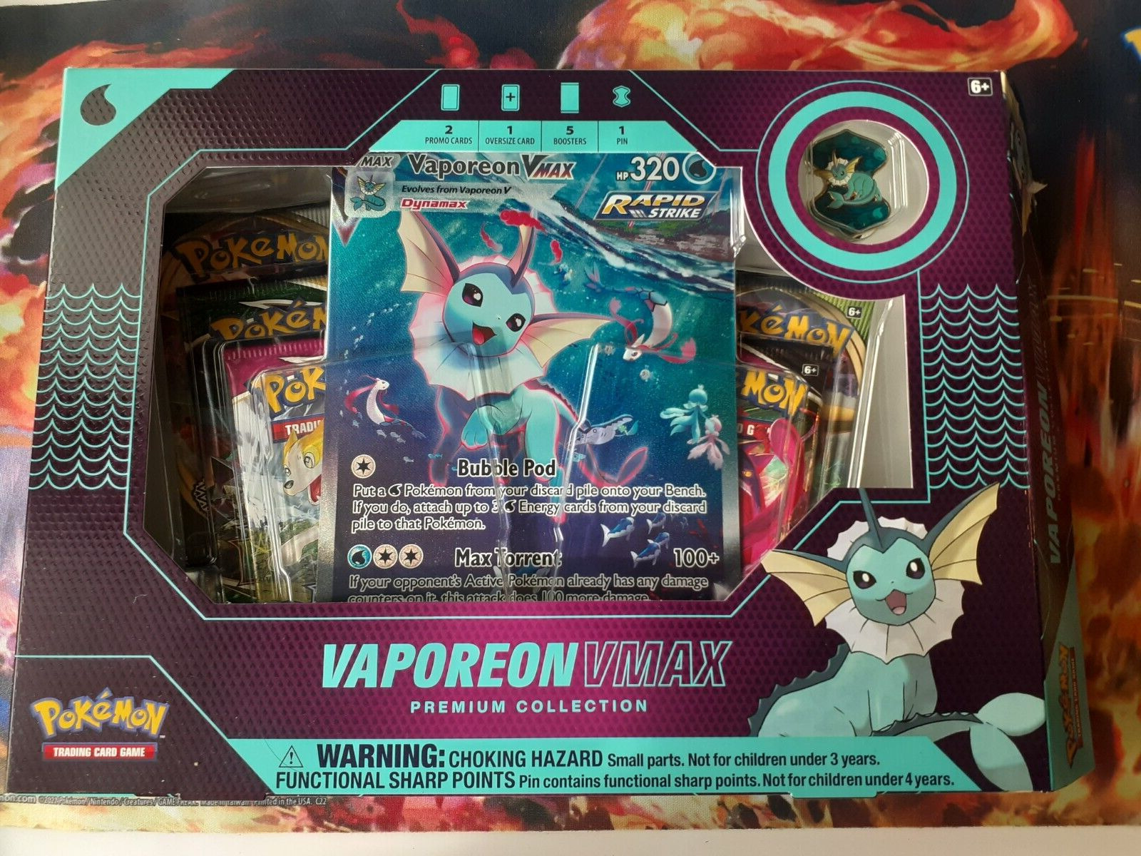 Vaporeon Pokemon VMAX Premium Collection Box OPENED-Everything but the two promo