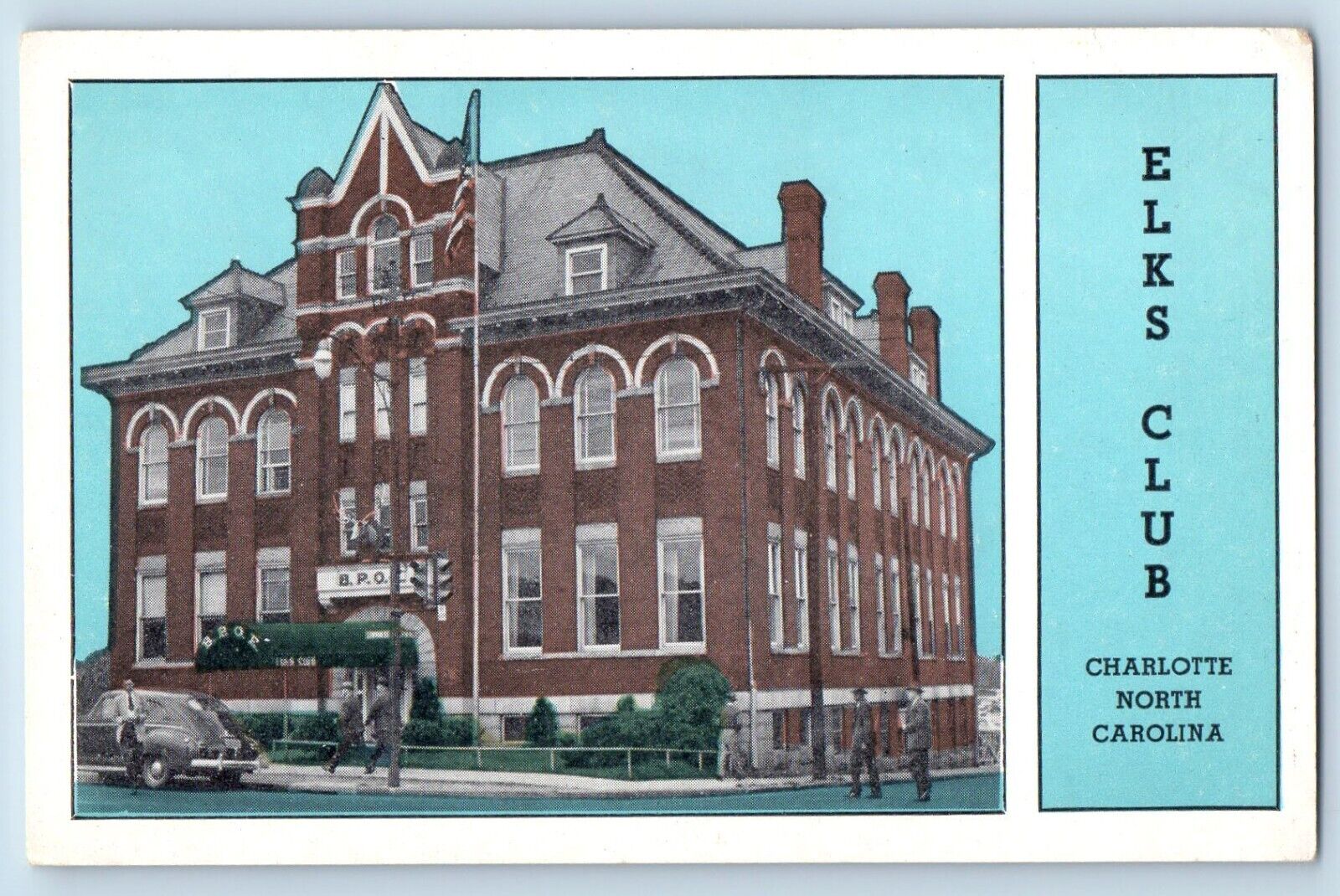 Charlotte North Carolina Postcard Elks Club Exterior Building View c1920 Vintage
