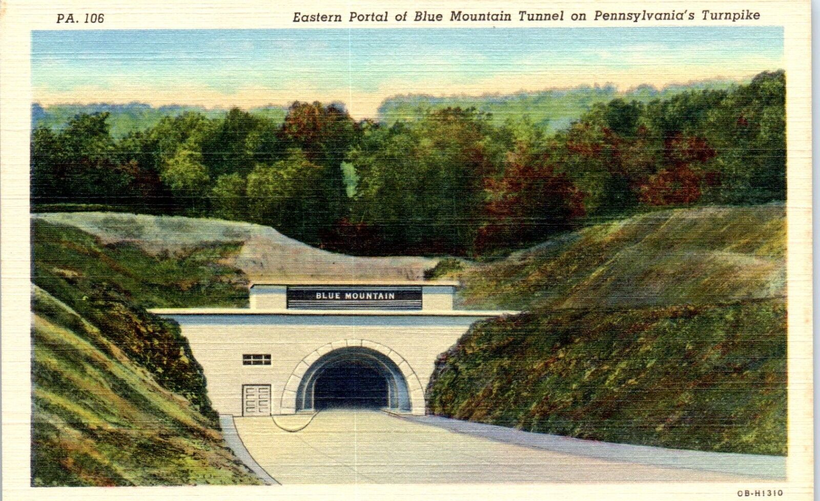 1940 Eastern Portal of Blue Mountain Tunnel Pennsylvania Turnpike Postcard