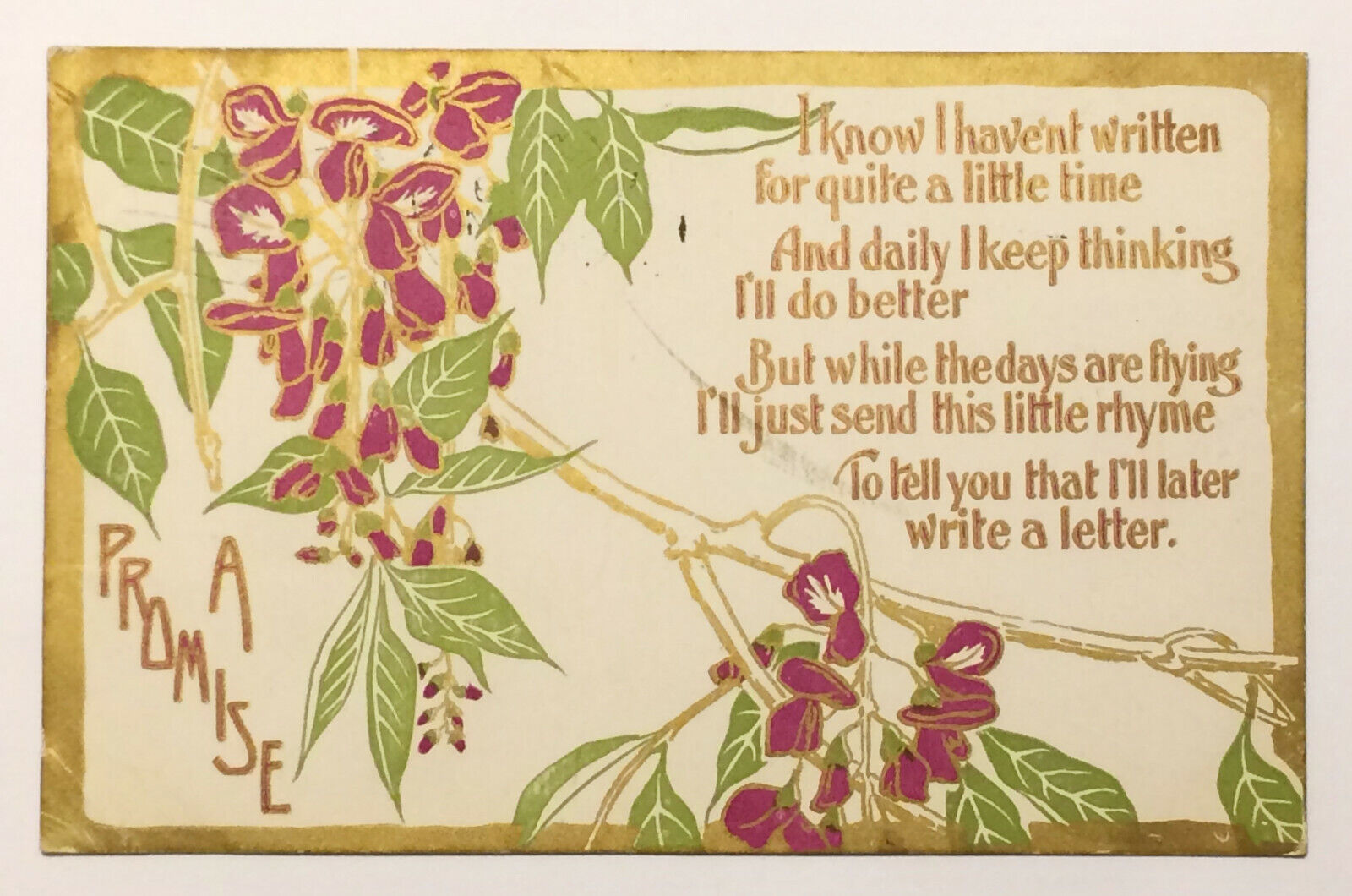 Greetings Postcard Rhyme Floral c1910 WILKINSBURG PA