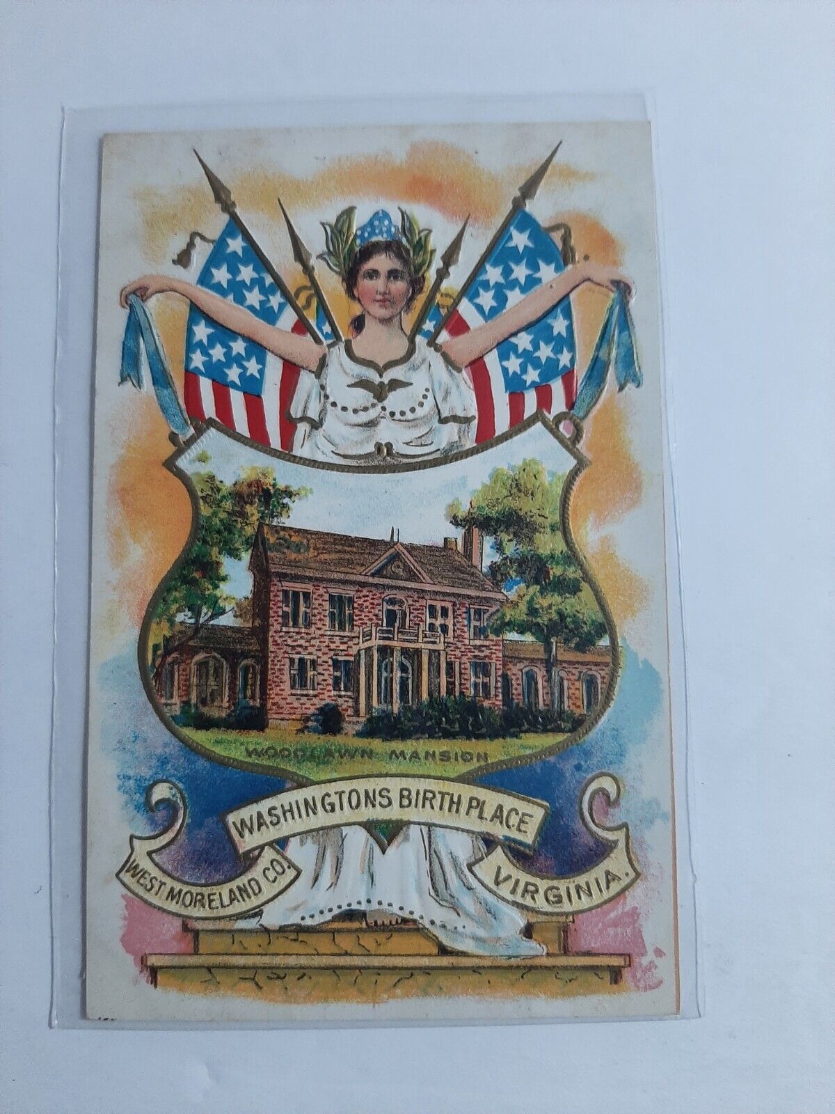Antique Patriotic Postcard Washington Birth Place