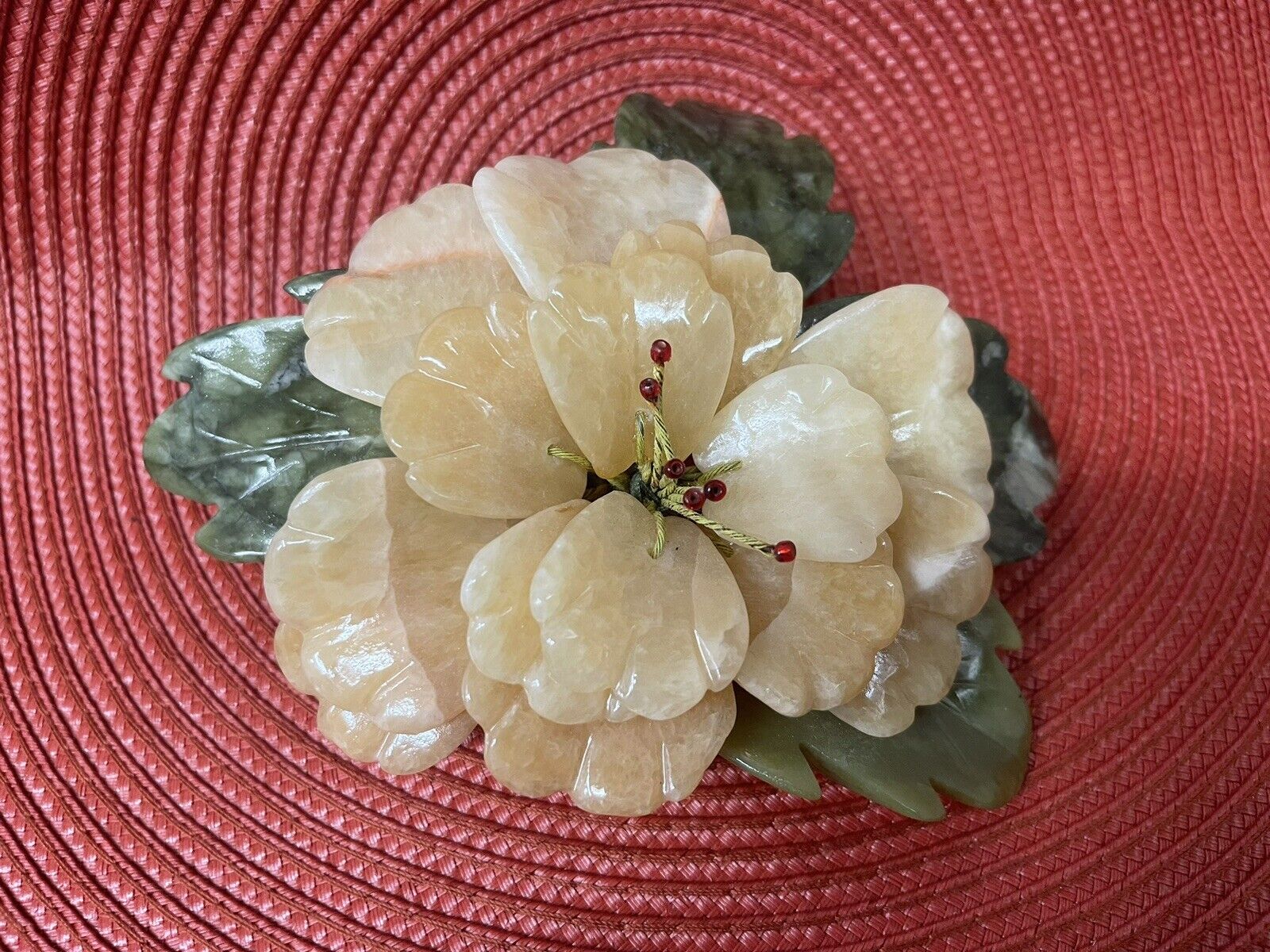 Real Stone, Handmade Vintage Chinese Flowers From 1970\'s Excellent Cond. 6\