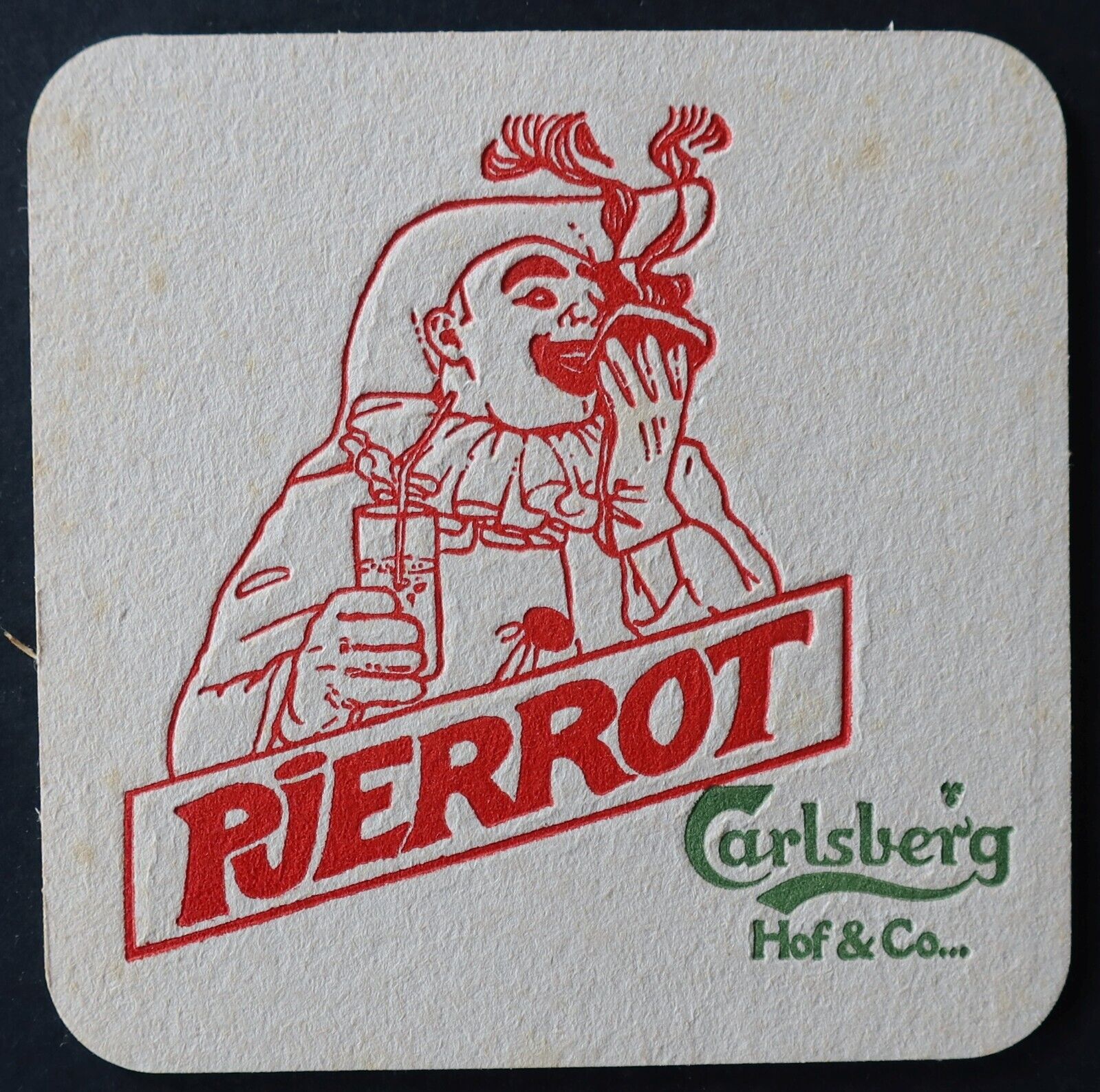 CARLSBERG Hof Pjerrot Pierrot Beermat Coaster 1 Beer Underbock
