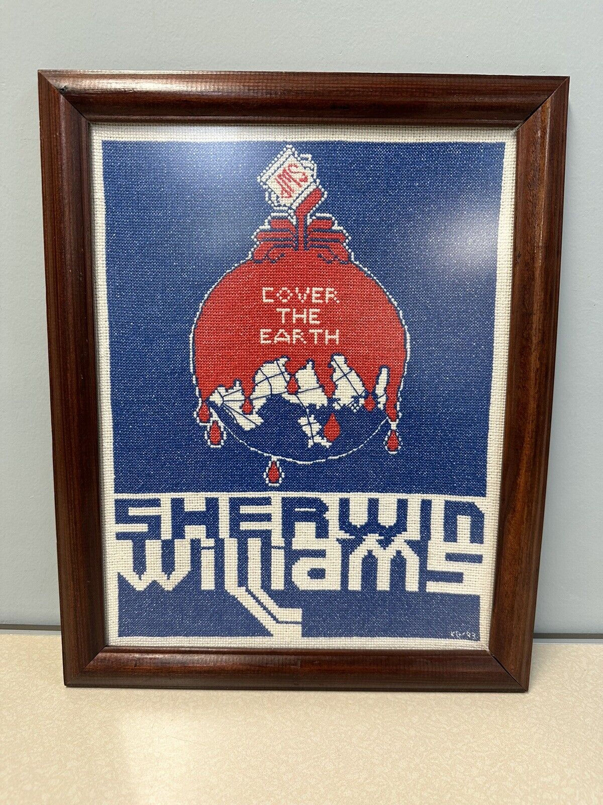 Sherwin Williams Cover The Earth Counter Cross Stitch Vintage Advertising