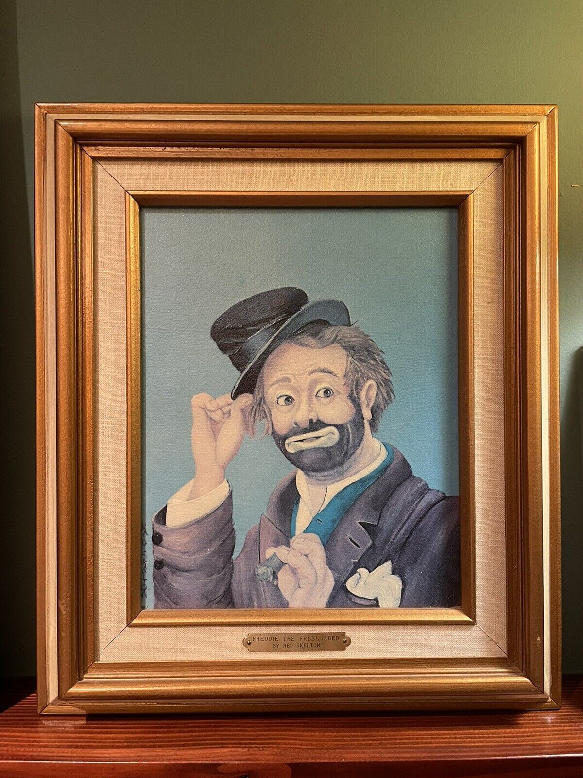 RED SKELTON SIGNED/NUMBERED FREDDIE THE FREELOADER PAINTING WITH COA: EXCELLENT