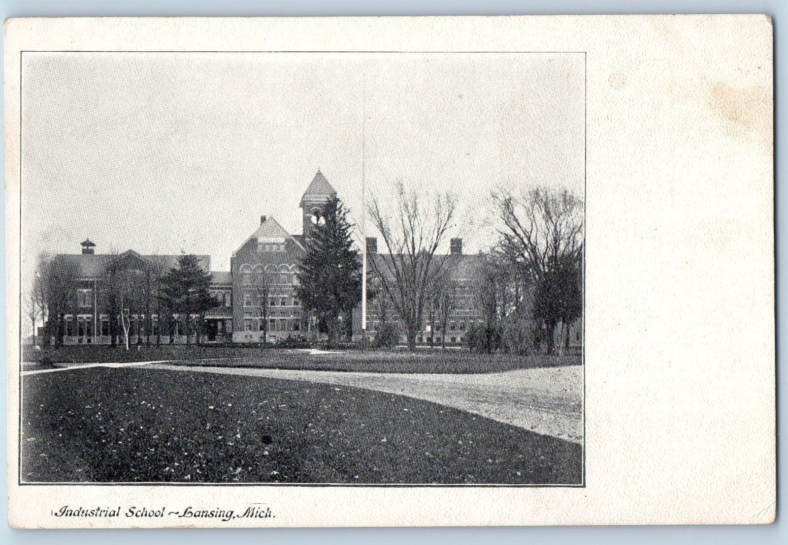 c1905\'s Industrial School Building Tower Dirt Road Lansing Michigan MI Postcard