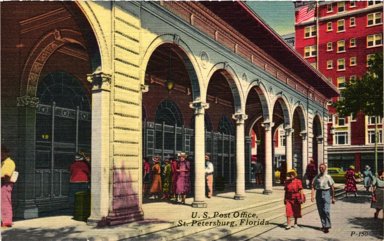 Vintage Postcard- U.S. Post Office, St. Petersburg, FL.