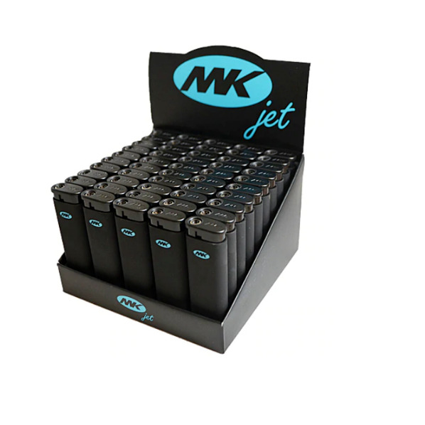 50 Ct MK JET BLACK TORCH  Big Full Size Lighters Refillable Windproof Lighter