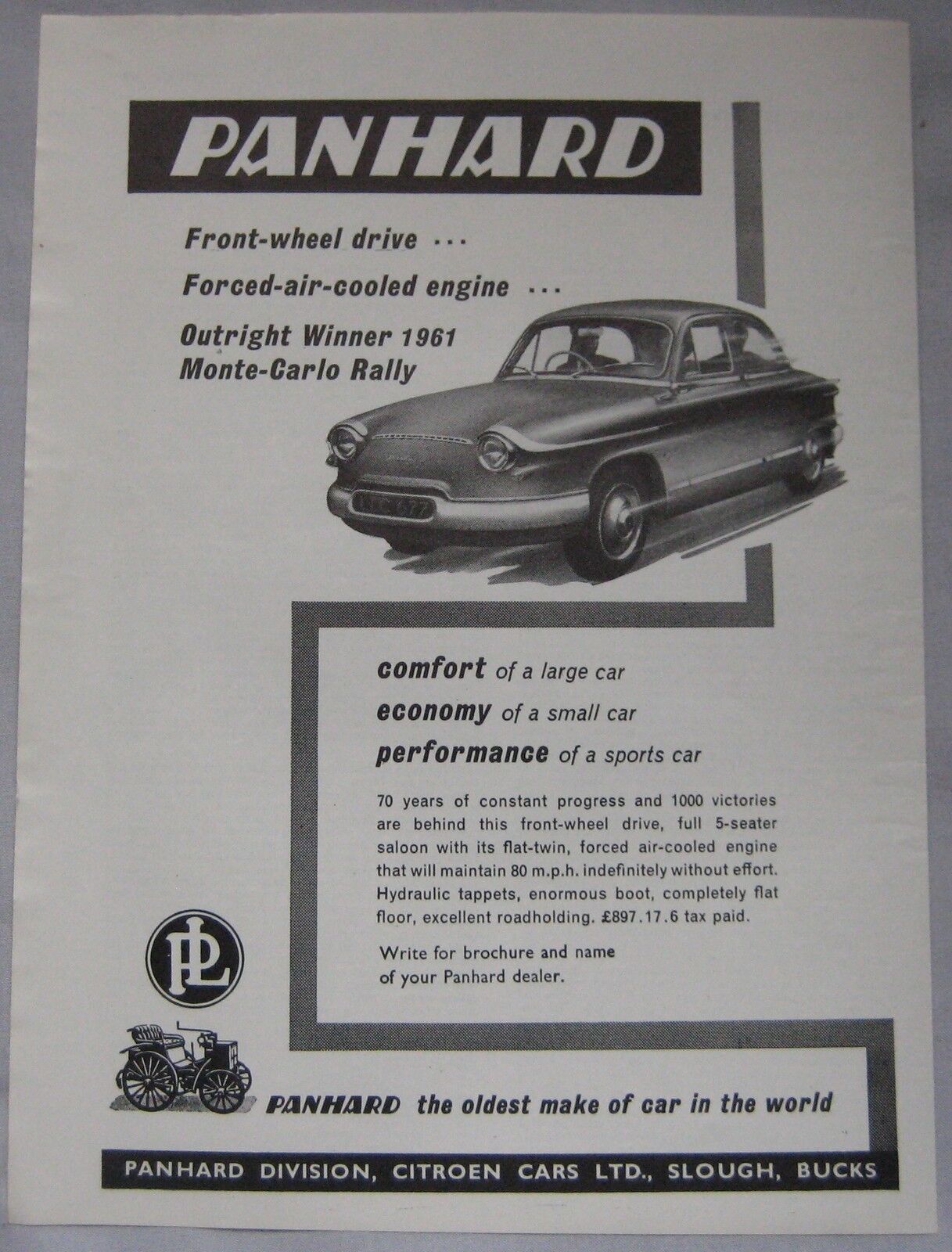 1961 Panhard Original advert No.1