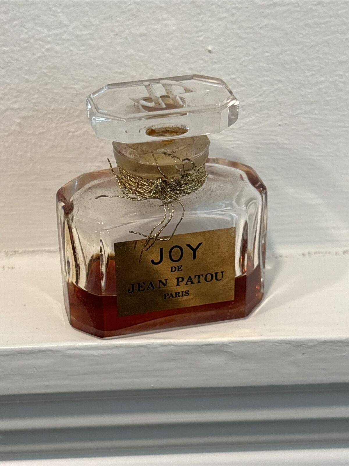 Vintage JOY de JEAN PATOU Paris Parfum Perfume Baccarat Glass Bottle .5 Oz