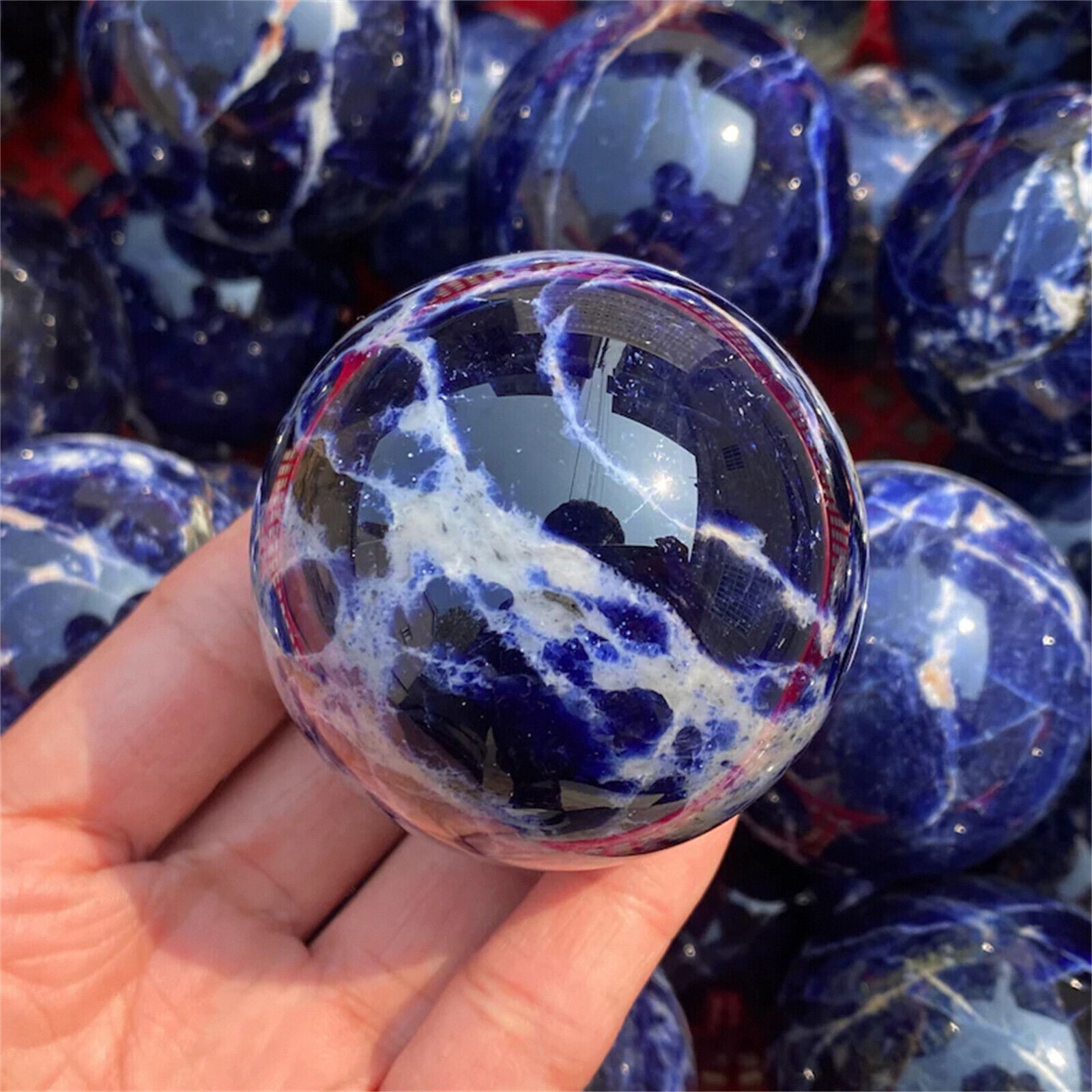 1PC 60mm+ Natural Quartz Sodalite Ball Divination Crystal Sphere Healing Gifts