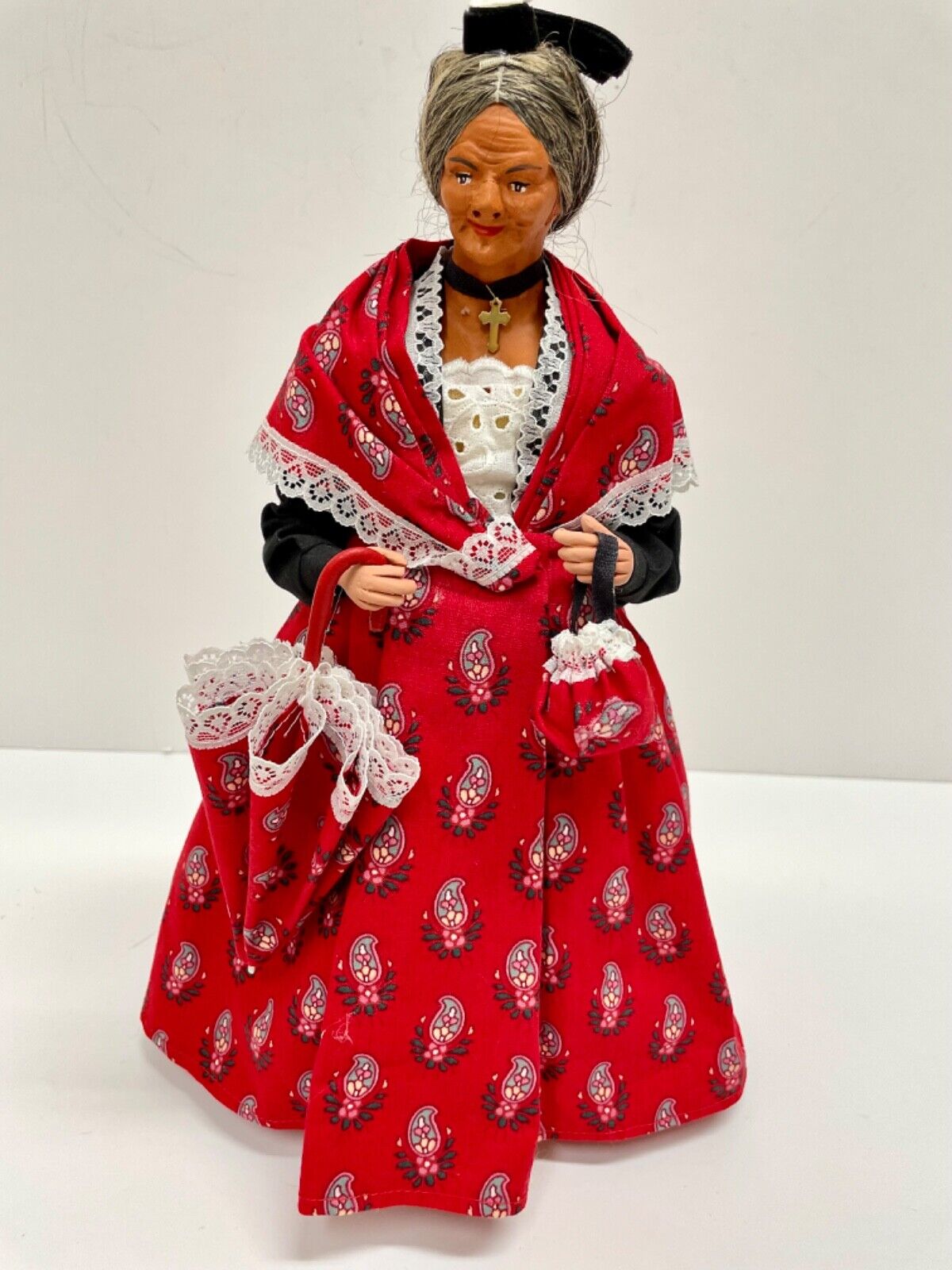 Vintage French Fabre La Santonnerie Doll Terracotta Woman Figurine