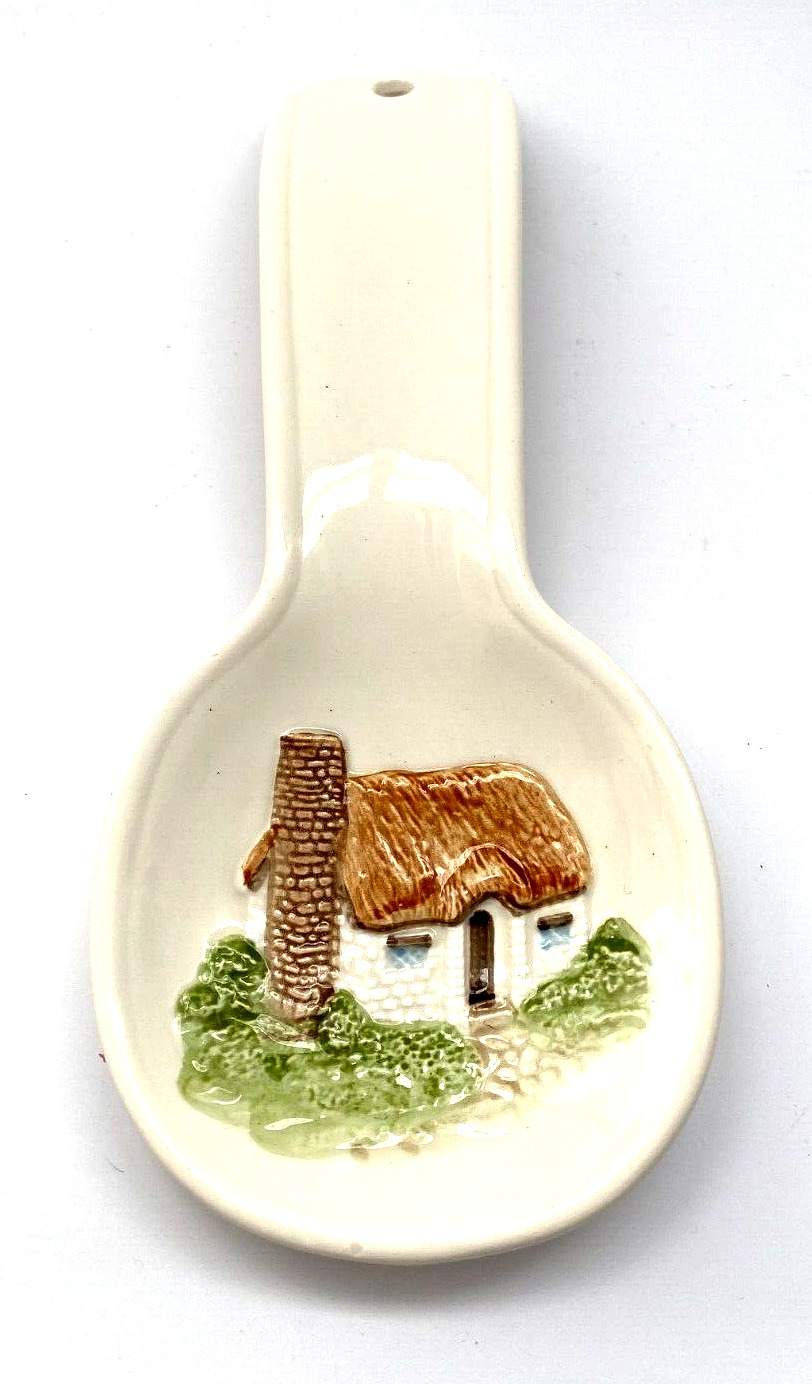 Vintage Otagiri Thatched Cottage Porcelain Spoon Rest Country Farmhouse