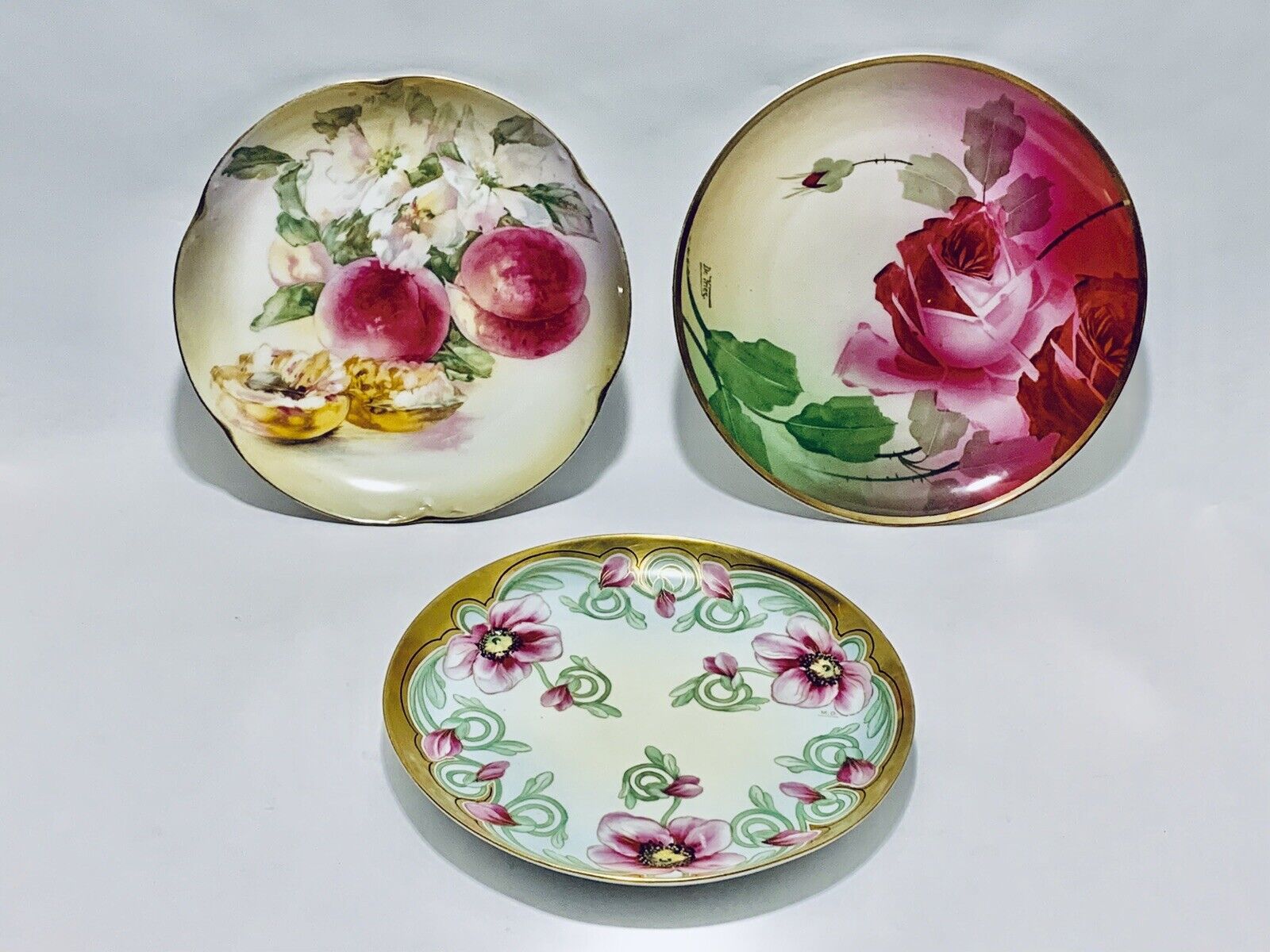 Fabulous Vintage Stouffer & Two Bavaria Fine Decorated Plate, Signed & Gold Rim