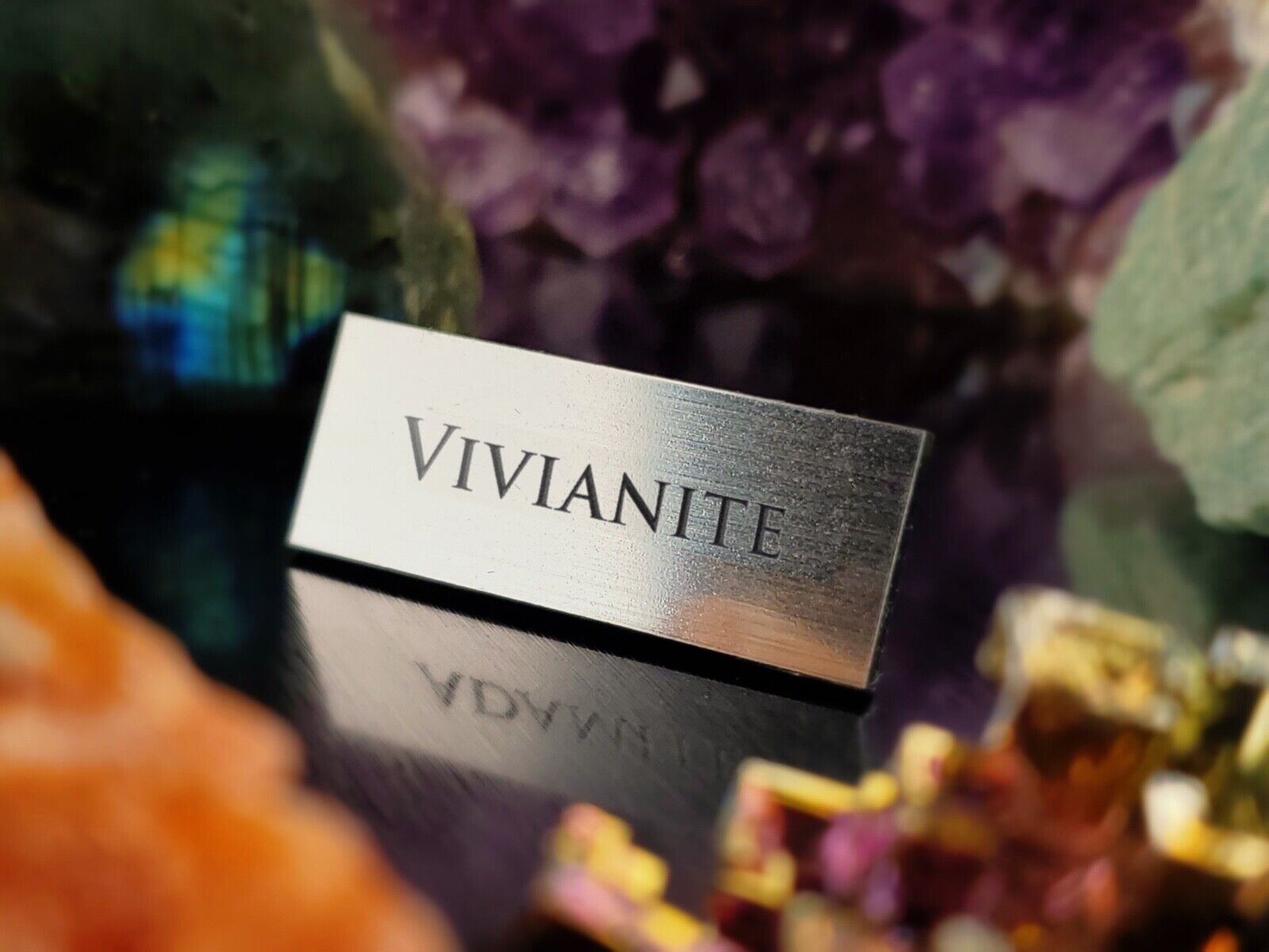 VIVIANITE GEM DISPLAY NAME PLATE - EXHIBIT ARTIFACT LABEL-MUSEUM QUALITY